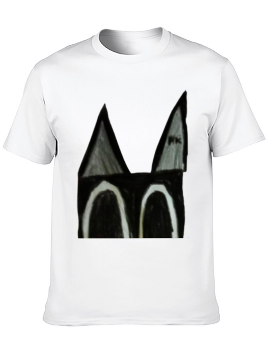 Abstract Cat Face Black T-Shirt