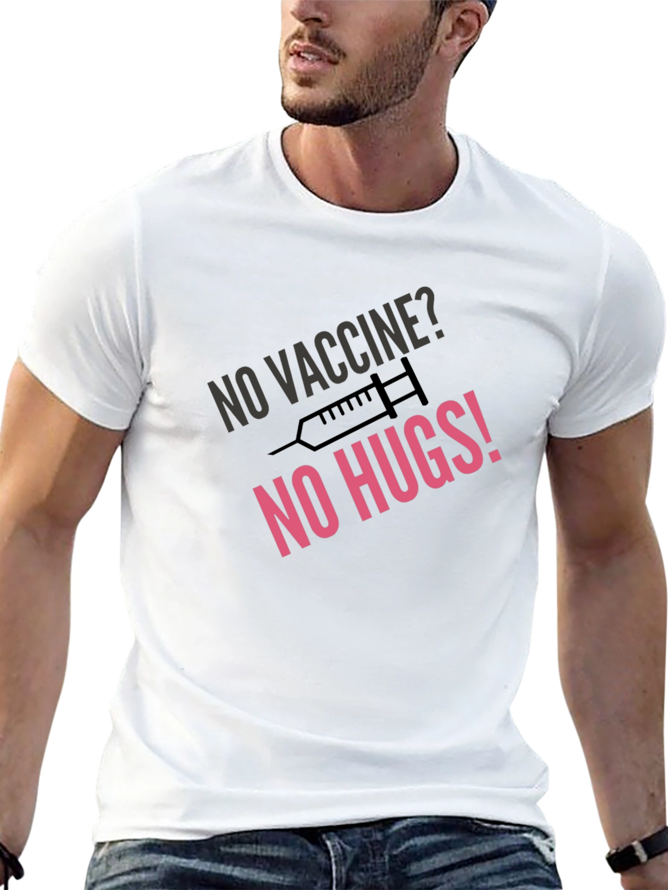 No Vaccine No Hugs Black Graphic Tee