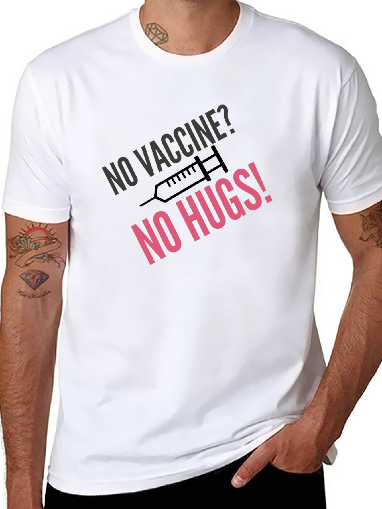 No Vaccine No Hugs Black Graphic Tee
