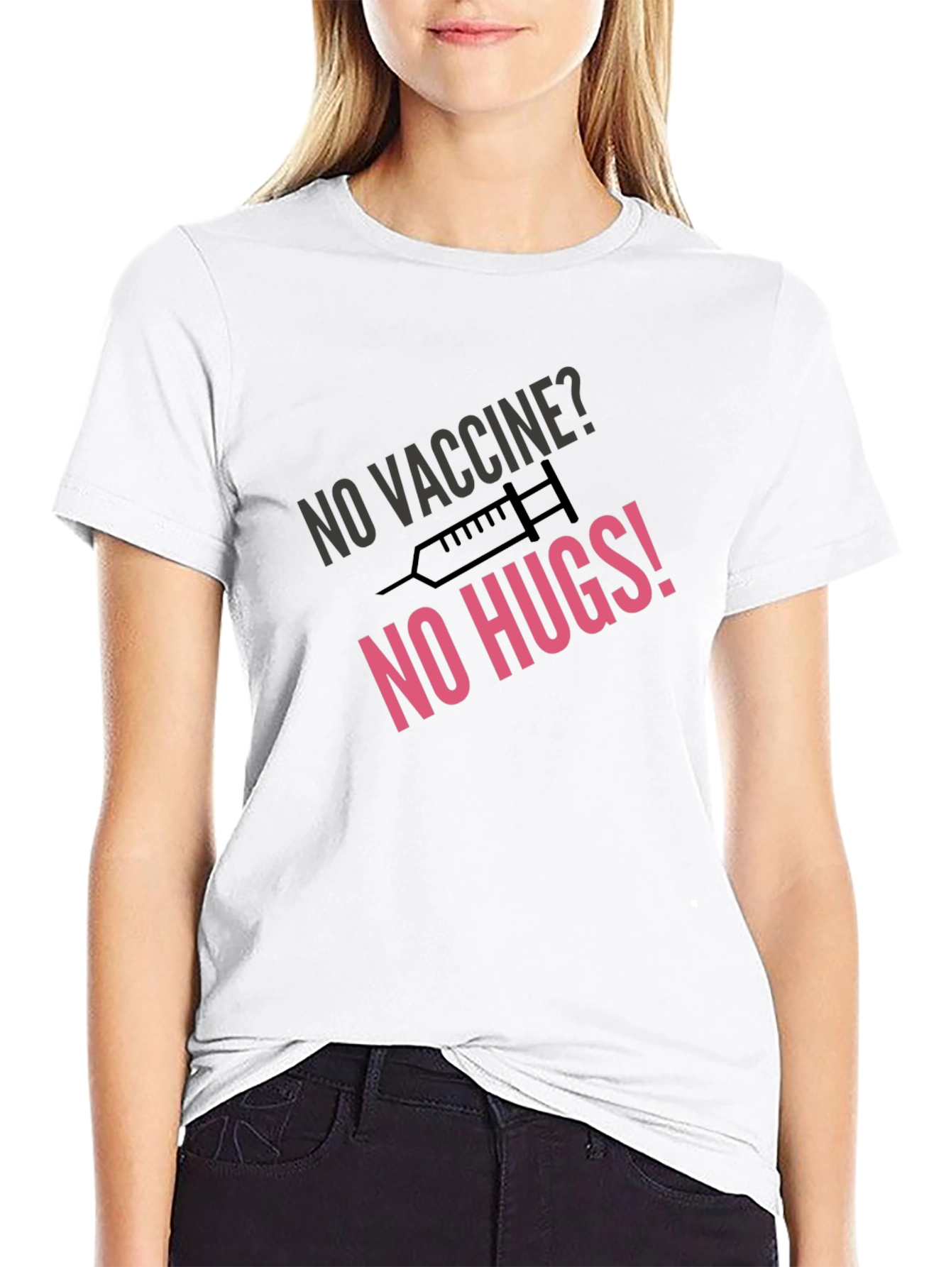 No Vaccine No Hugs Black Graphic Tee