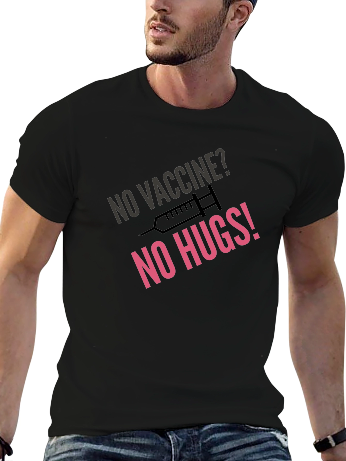 No Vaccine No Hugs Black Graphic Tee