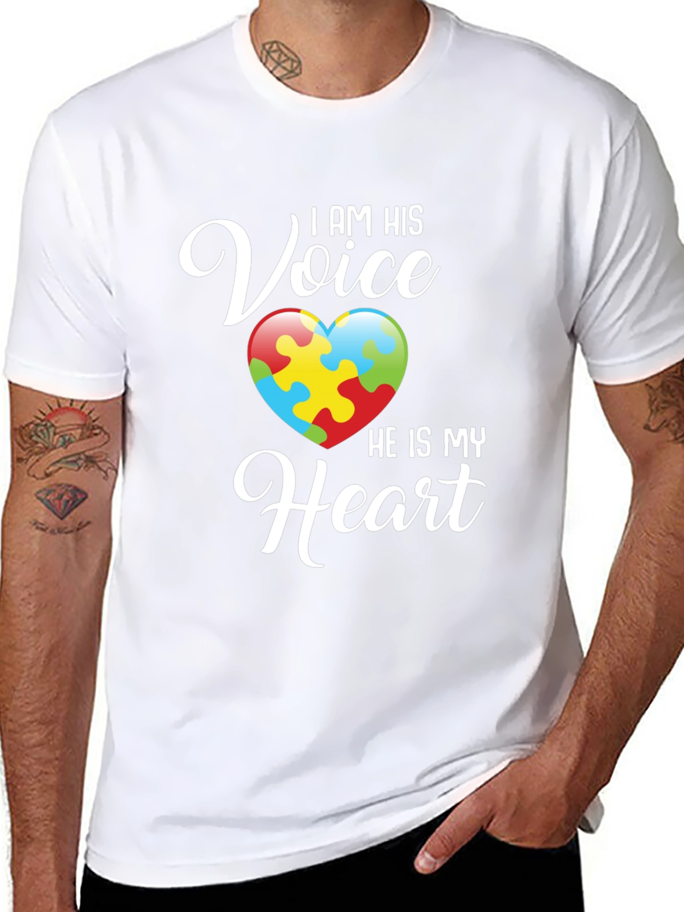 Autism Awareness T-Shirt - I Am His Voice Heart