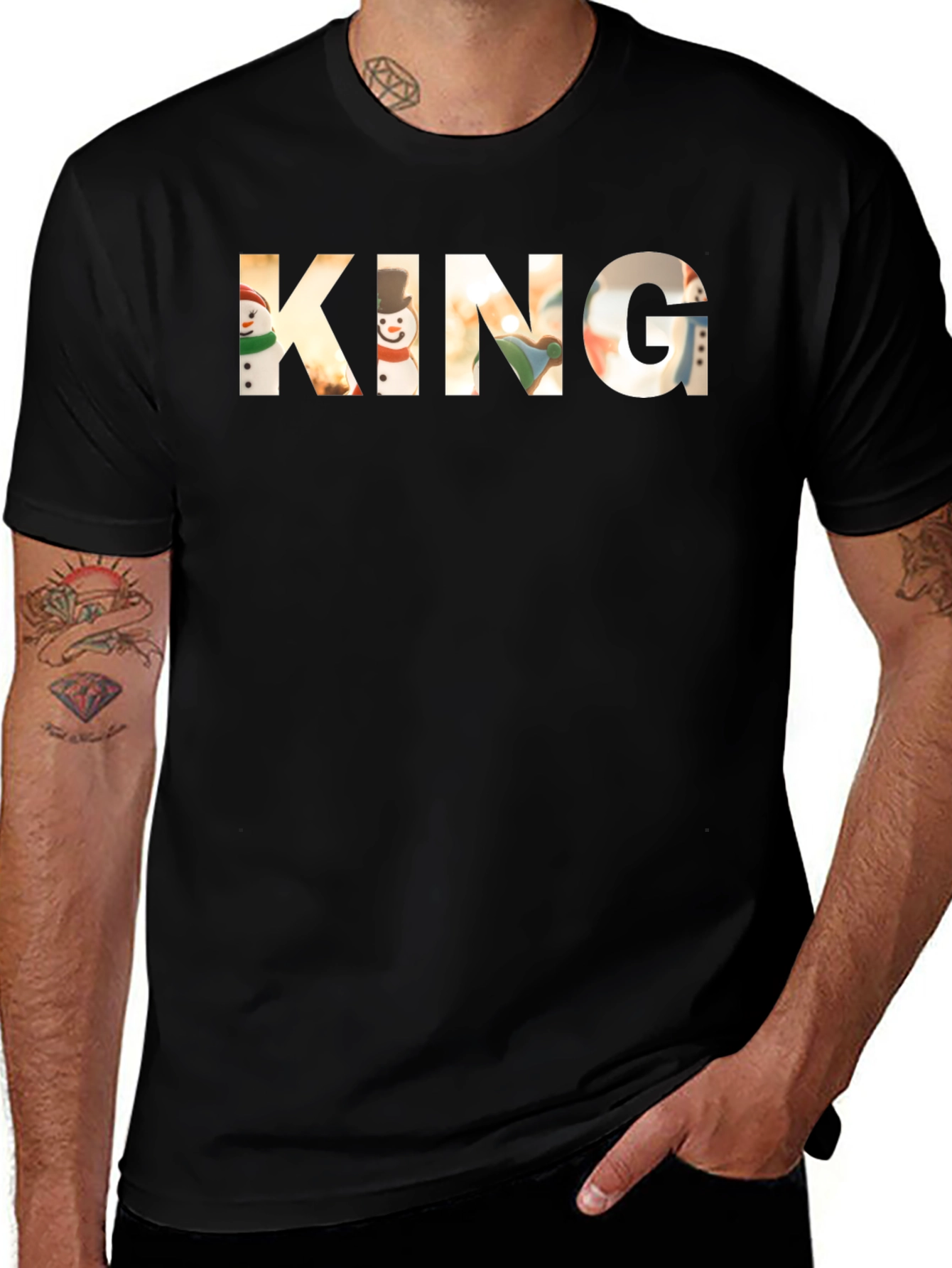 King Christmas Snowman Graphic T-Shirt