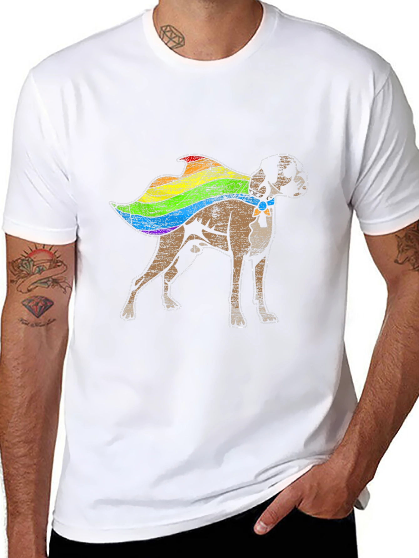 Pride Dog T-Shirt - Boxer Rainbow Cape