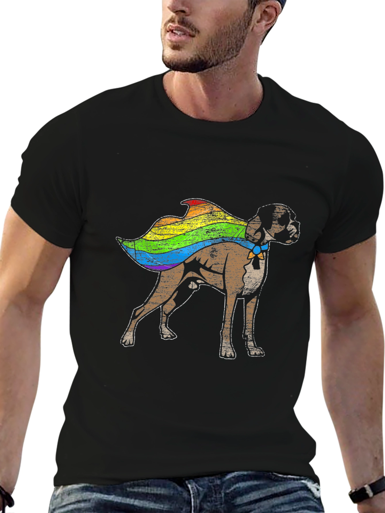Pride Dog T-Shirt - Boxer Rainbow Cape