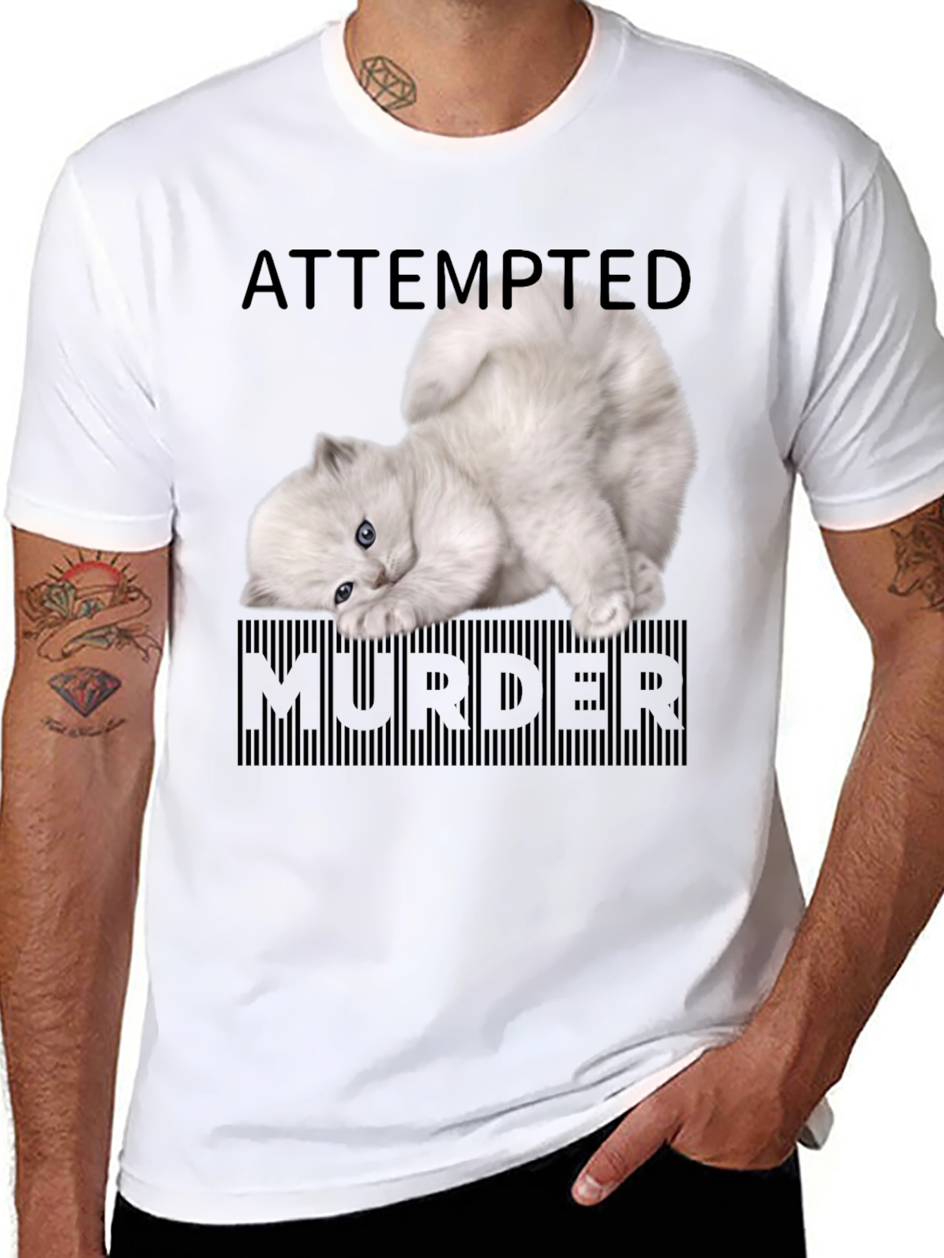 Attempted Murder Kitten T-Shirt - Funny Cat Lover Tee