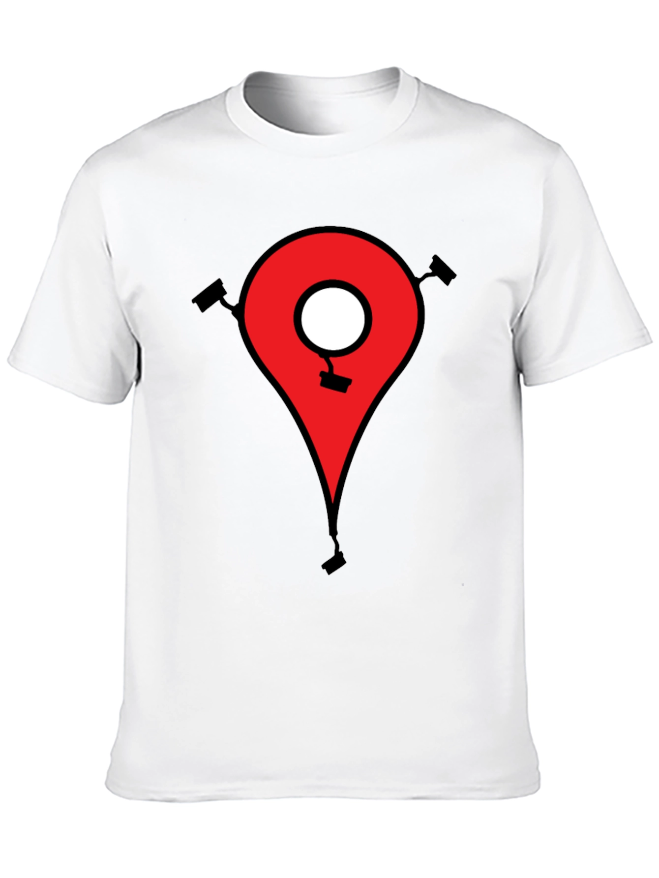 Surveillance Map Pin Black T-Shirt