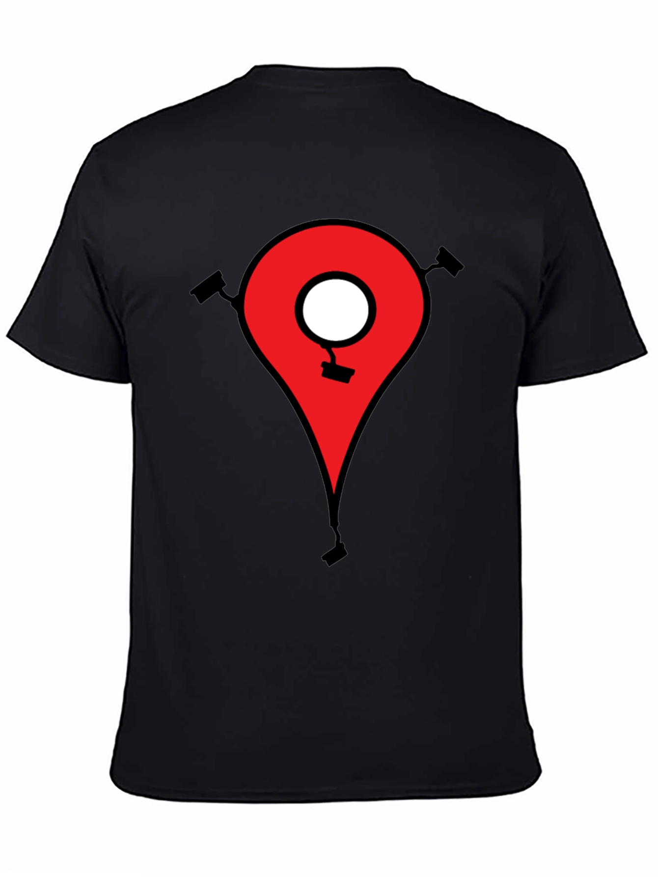 Surveillance Map Pin Black T-Shirt