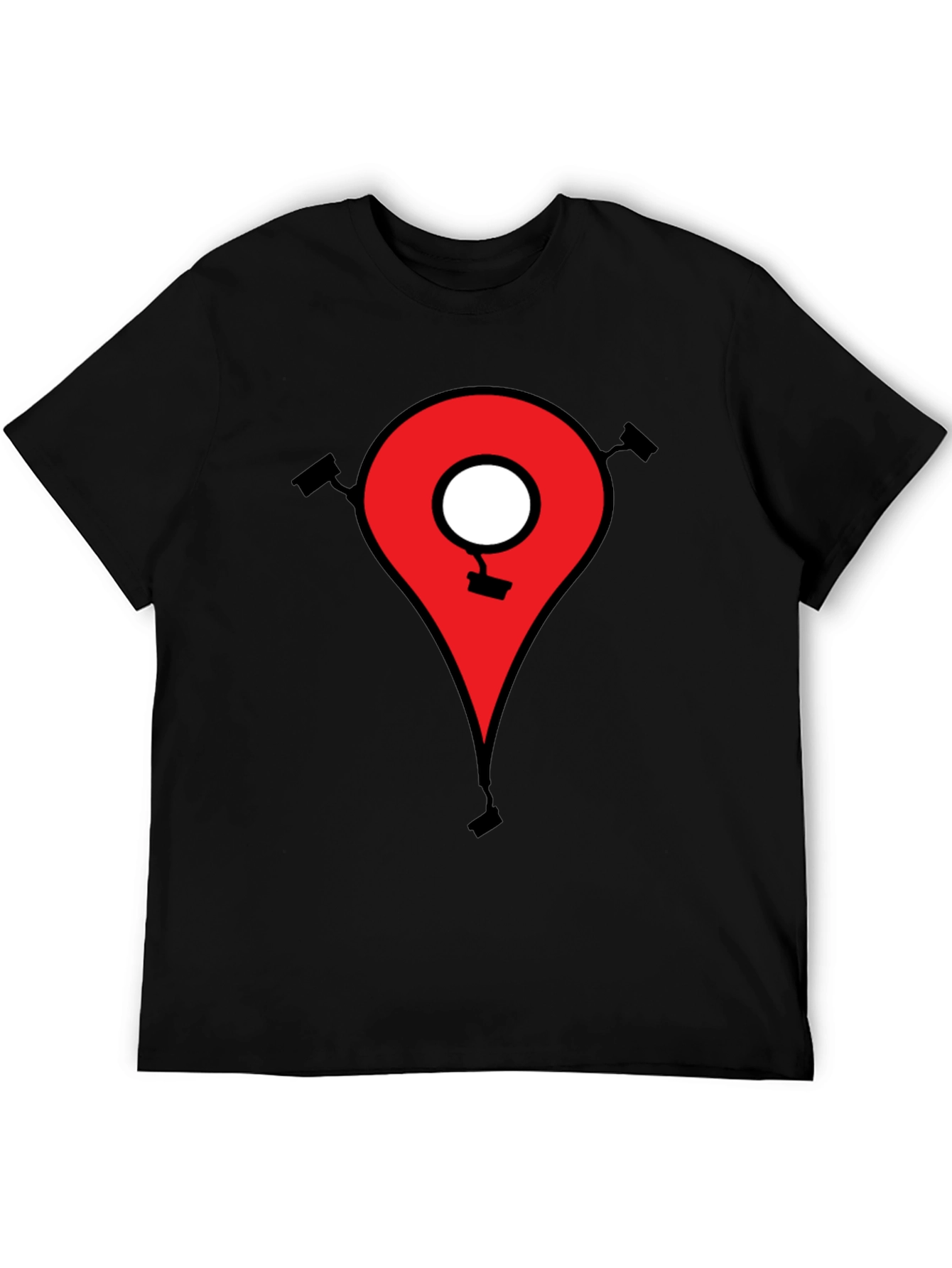 Surveillance Map Pin Black T-Shirt
