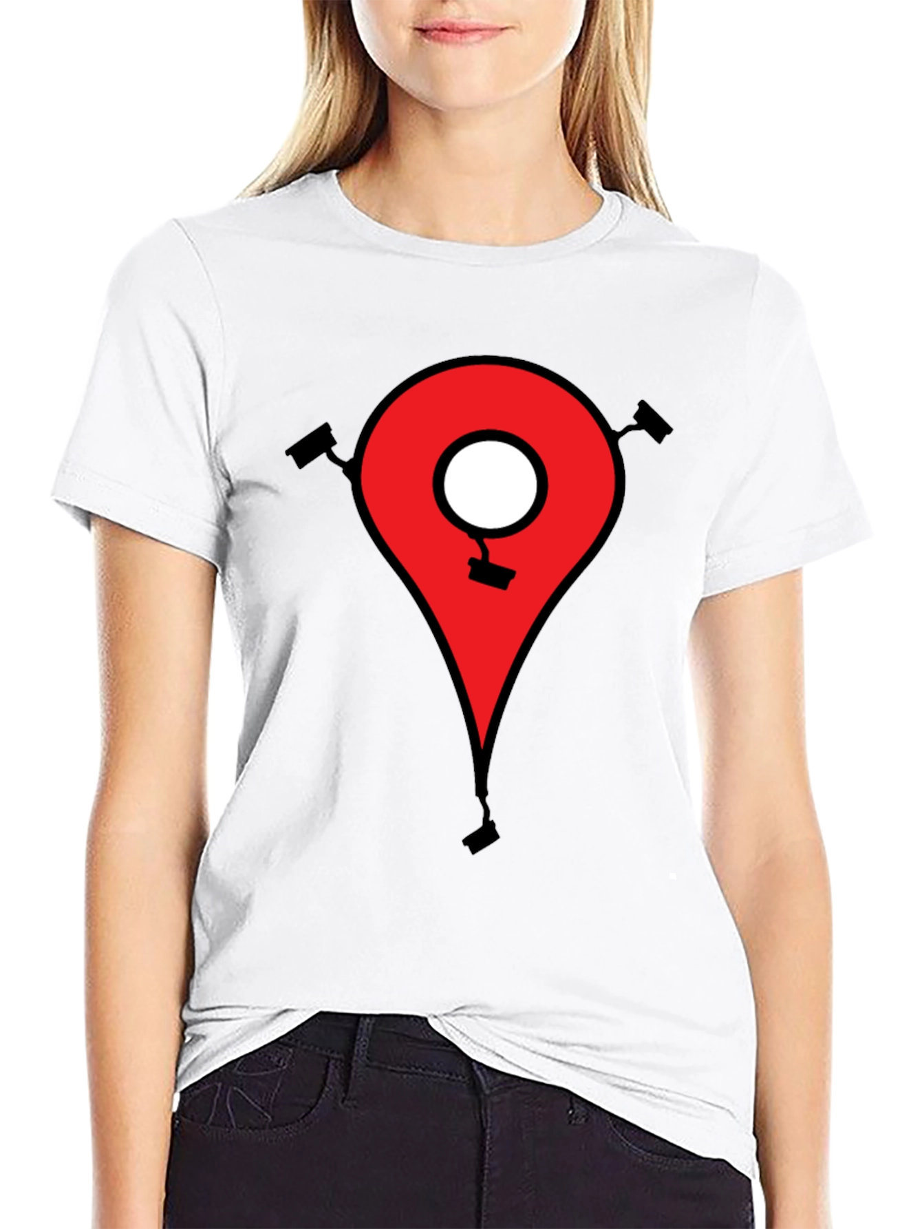 Surveillance Map Pin Black T-Shirt