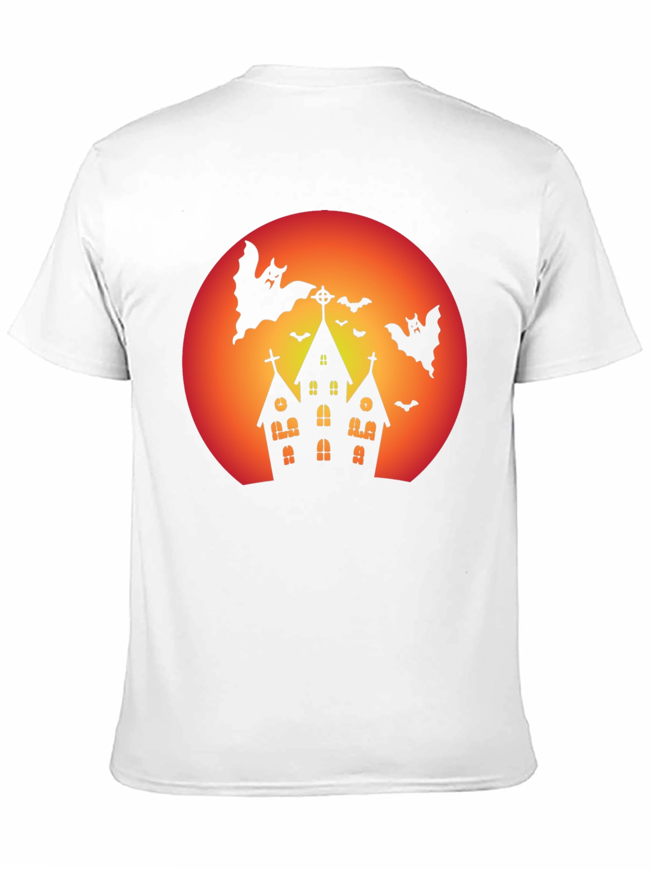 Spooky Halloween T-Shirt - Haunted House & Bats