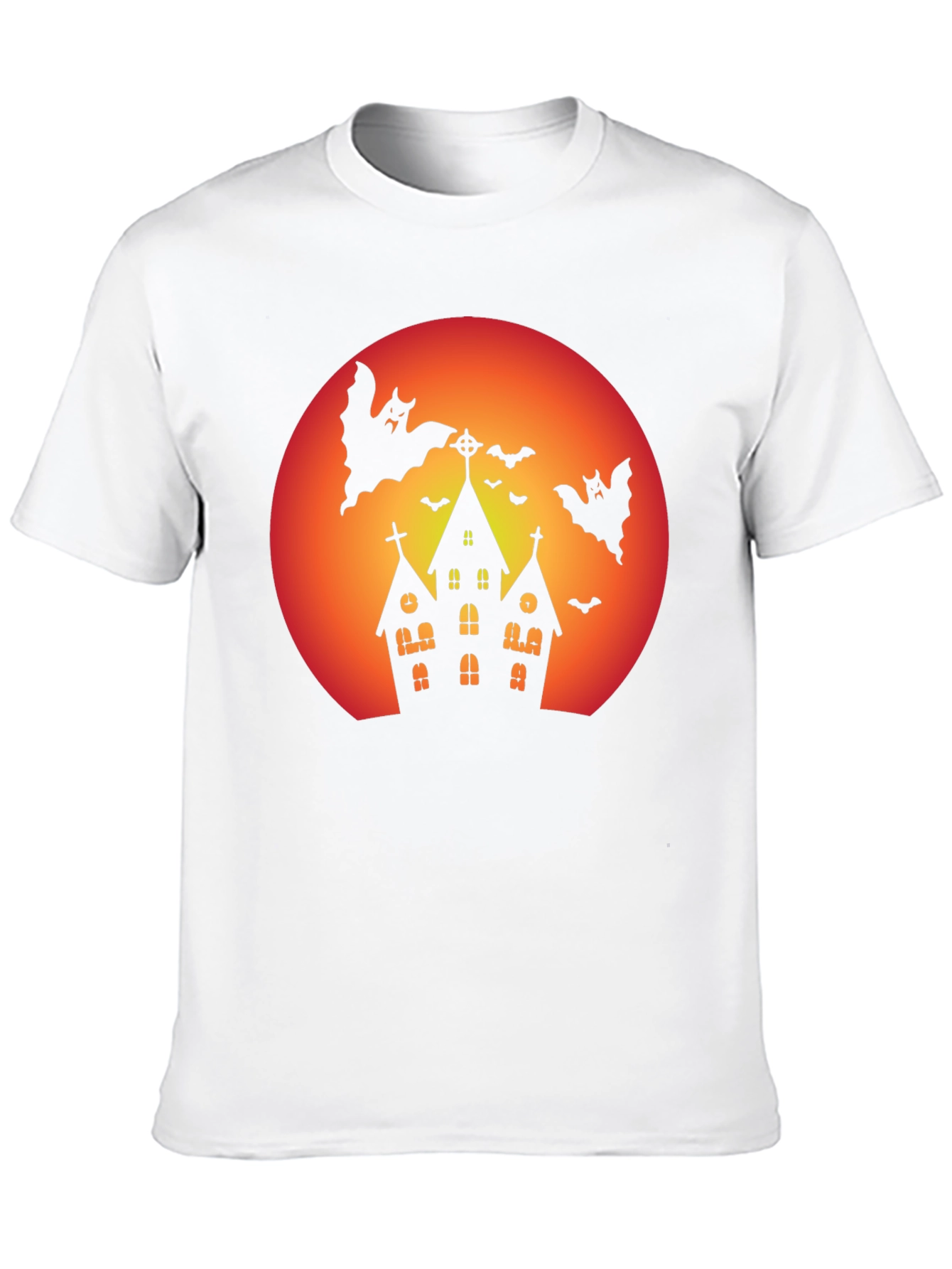 Spooky Halloween T-Shirt - Haunted House & Bats