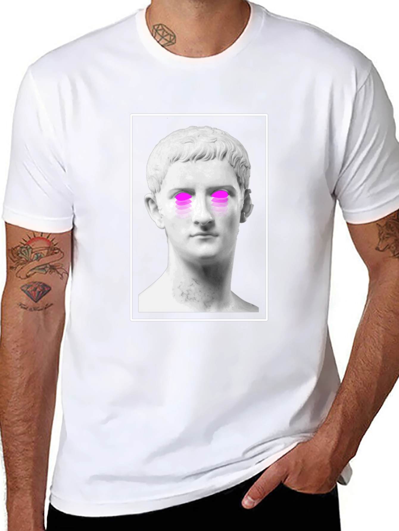 Surreal Roman Bust Graphic Tee - Mens Black T-Shirt