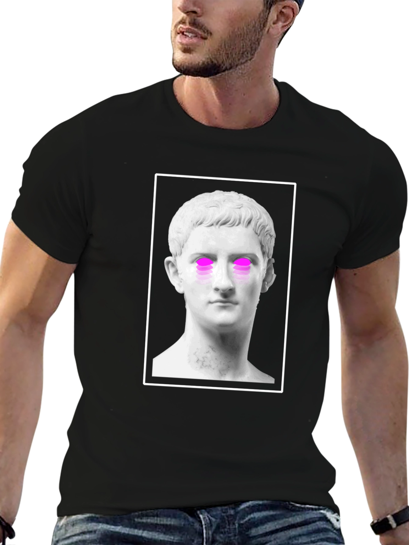 Surreal Roman Bust Graphic Tee - Mens Black T-Shirt