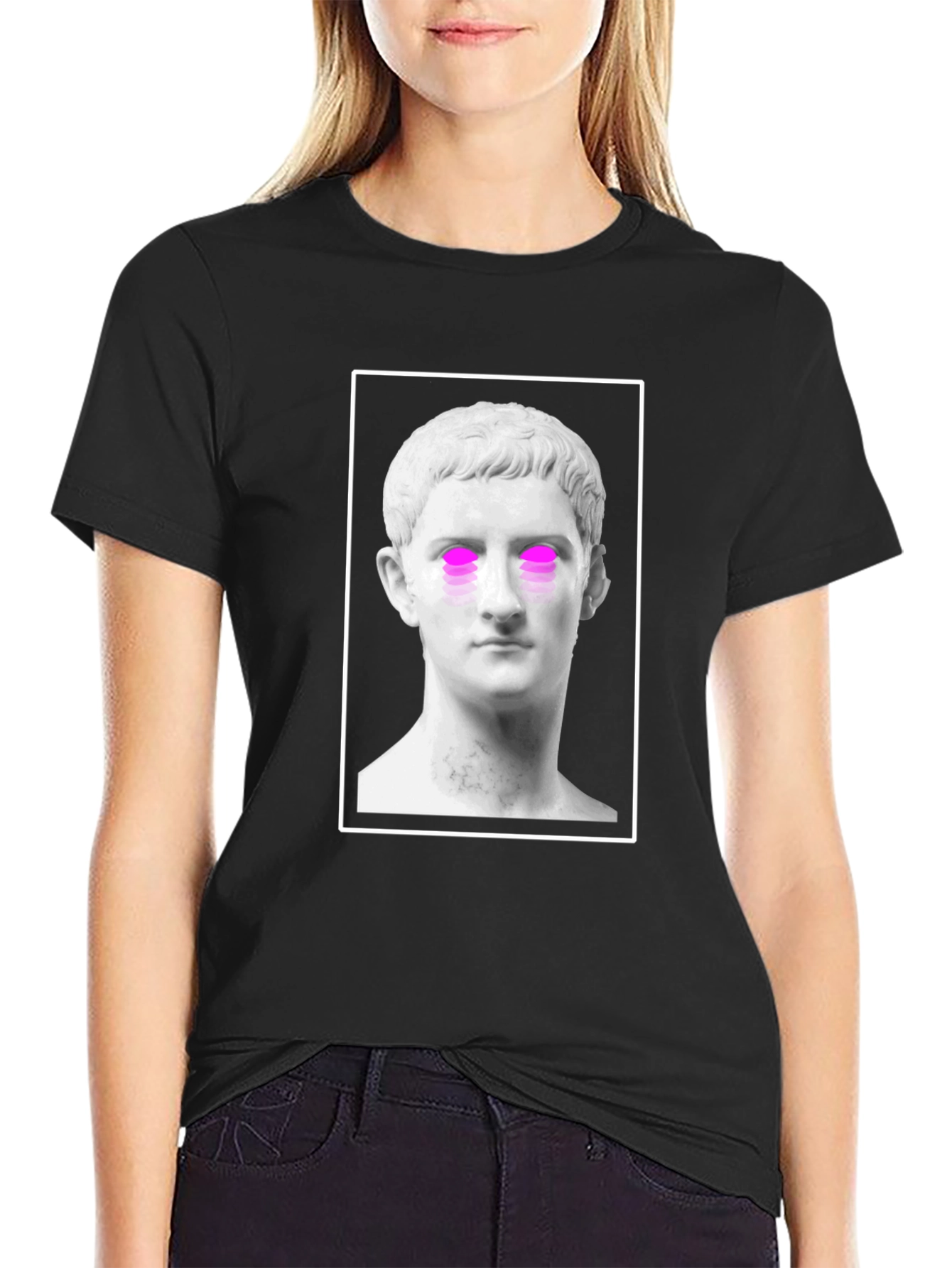 Surreal Roman Bust Graphic Tee - Mens Black T-Shirt