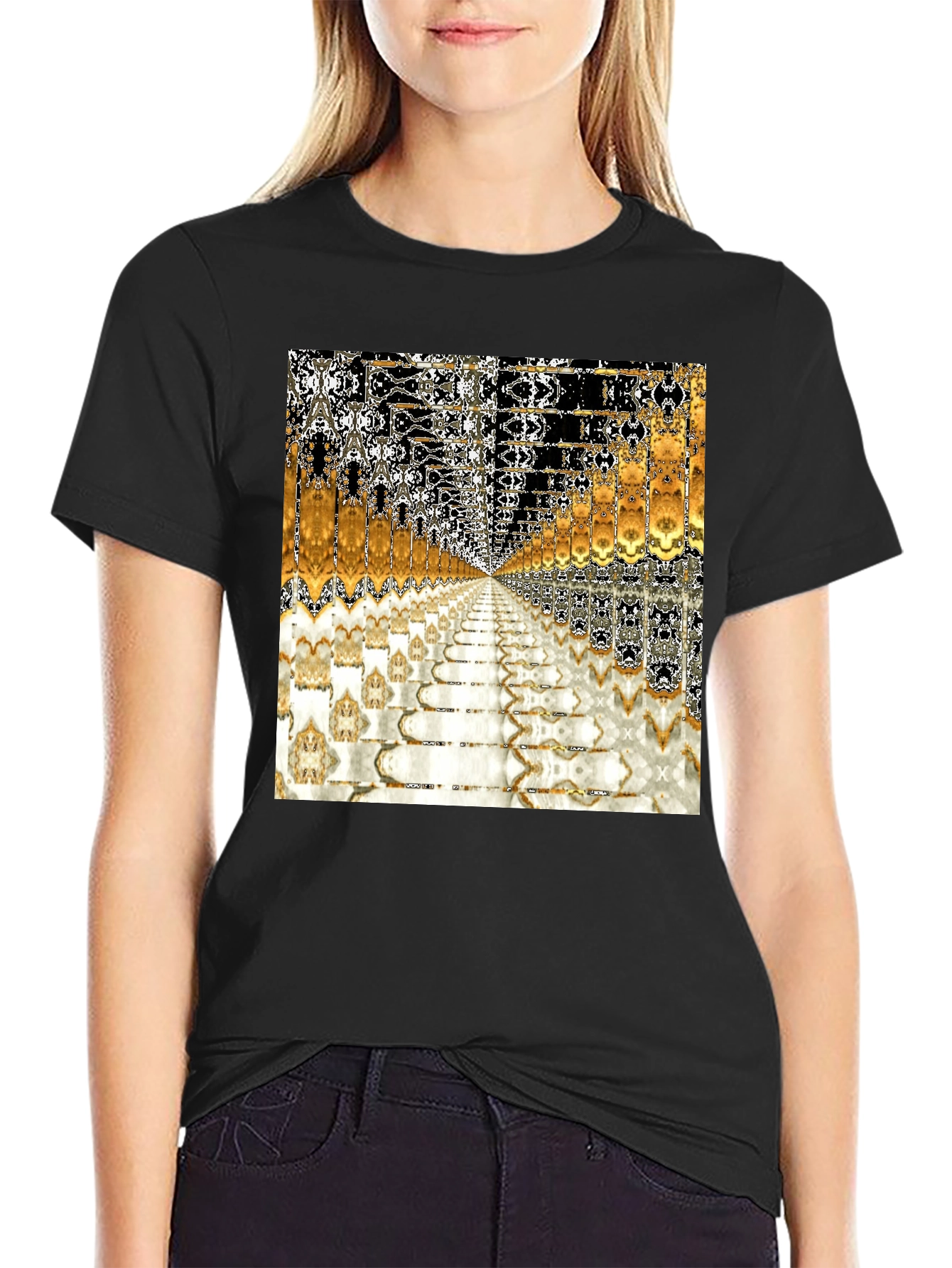 Abstract Art Printed Black T-Shirt