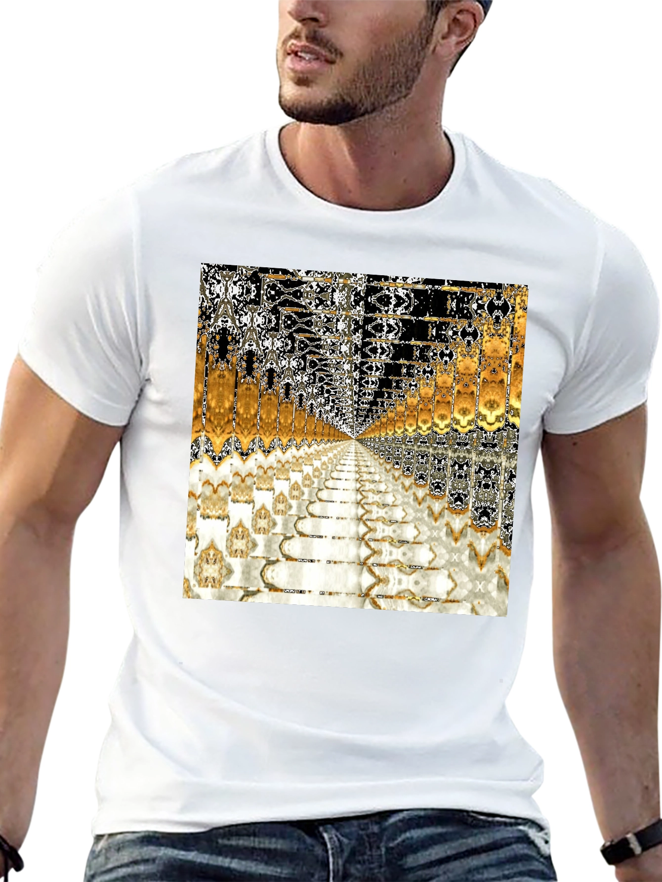 Abstract Art Printed Black T-Shirt