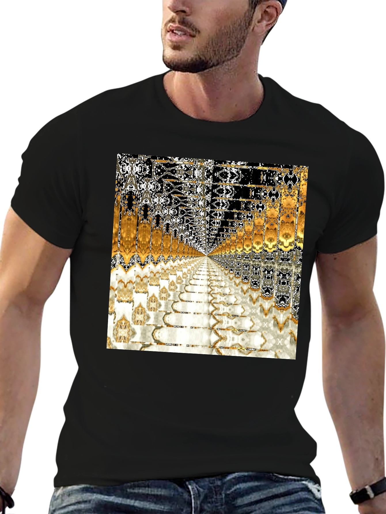 Abstract Art Printed Black T-Shirt