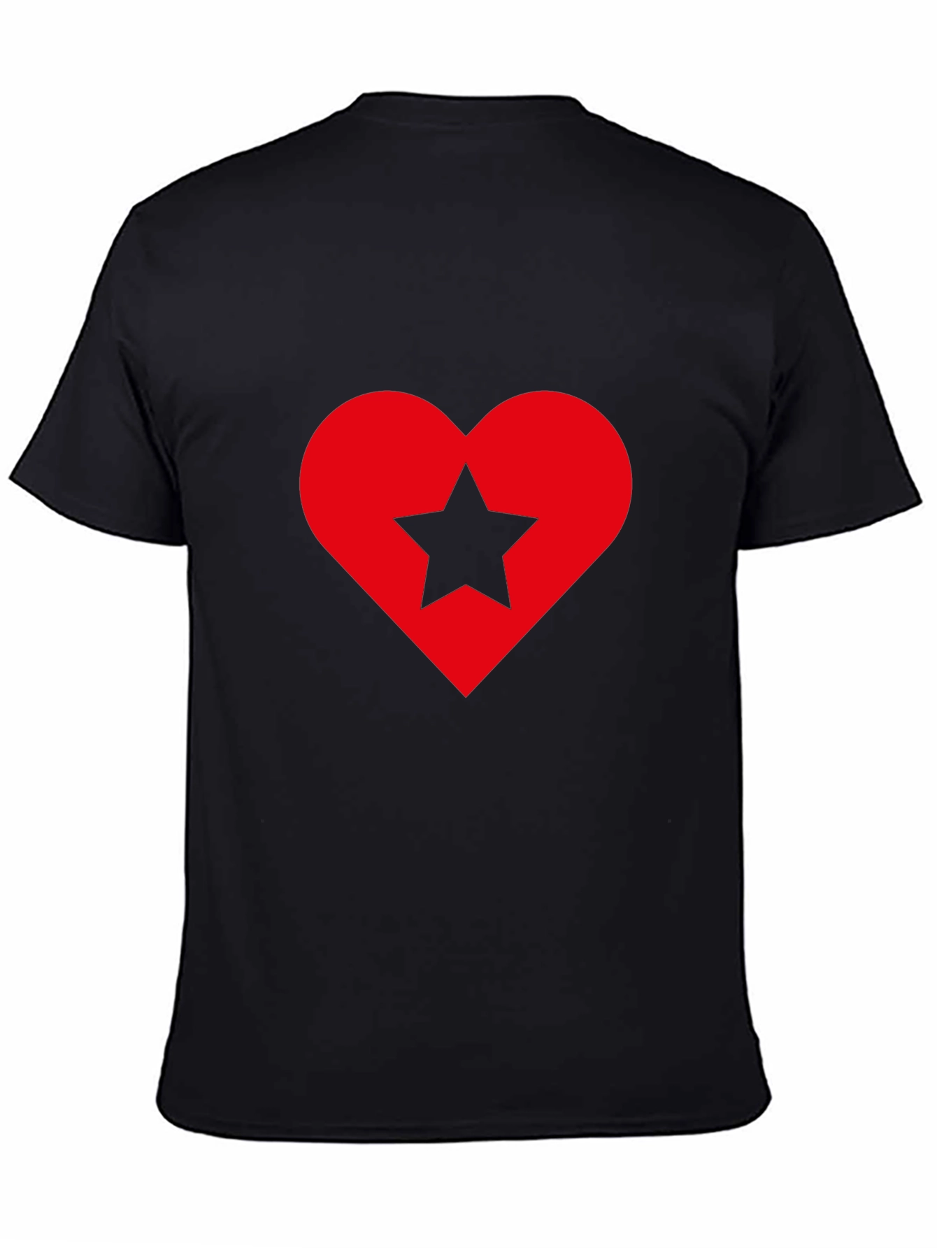 Heart Star Graphic Tee - Soft Black Cotton Shirt