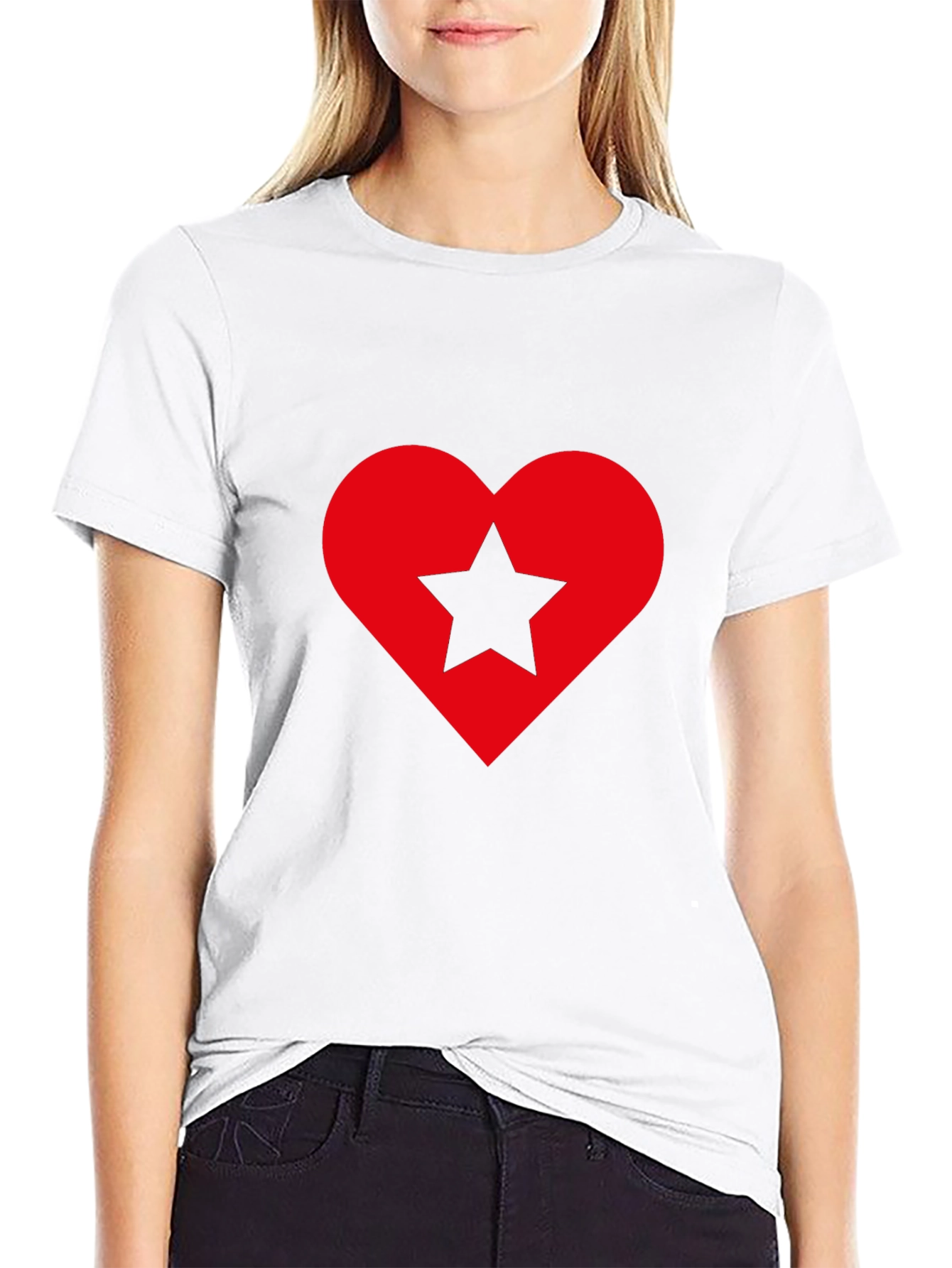 Heart Star Graphic Tee - Soft Black Cotton Shirt