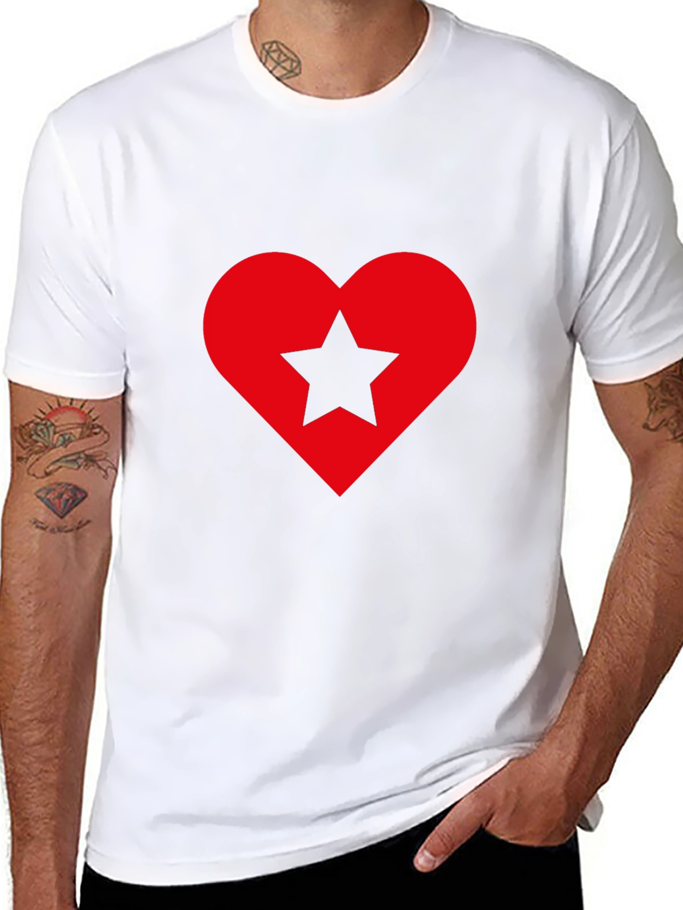 Heart Star Graphic Tee - Soft Black Cotton Shirt
