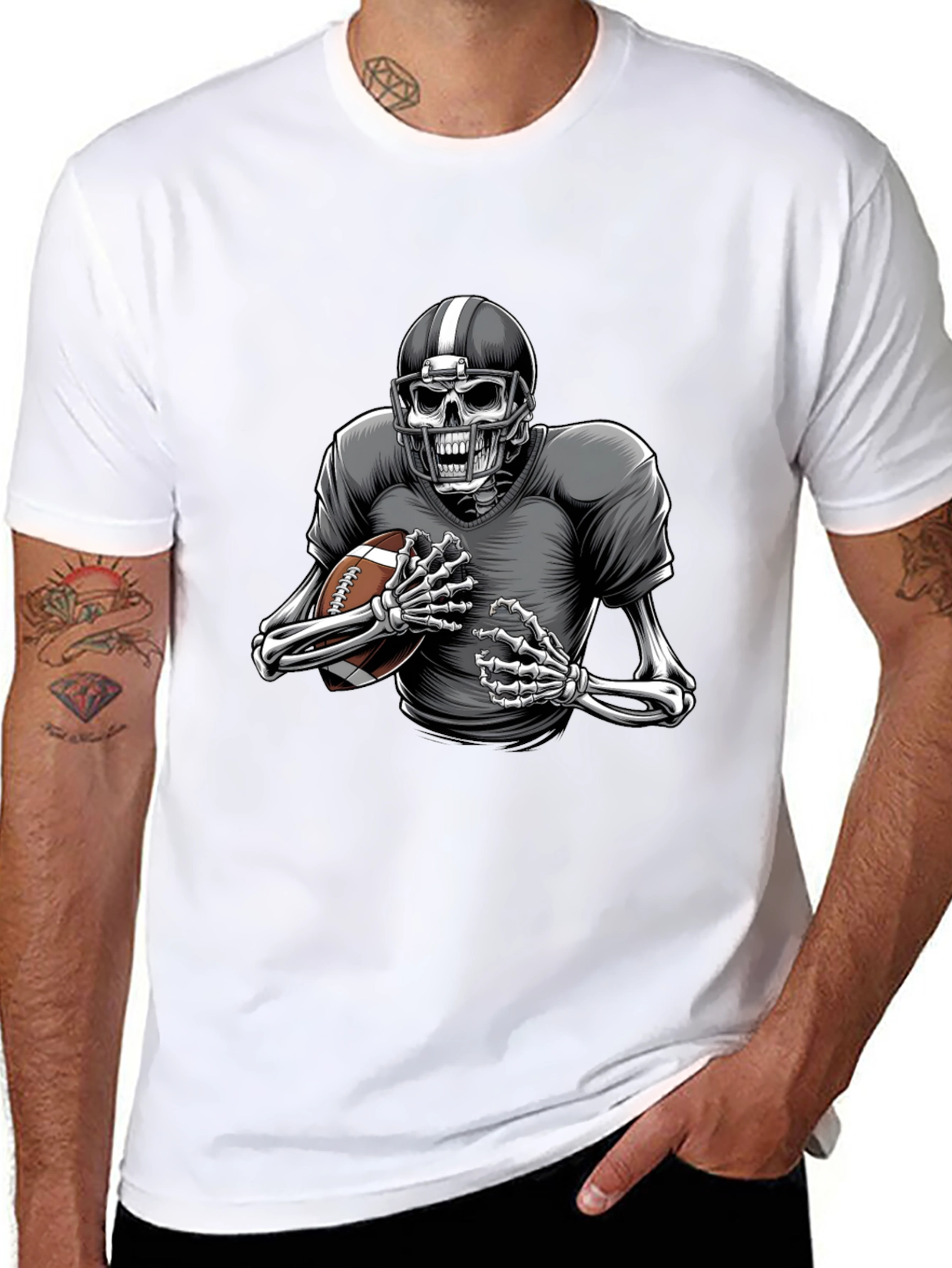 Skeleton Football Player Graphic Tee