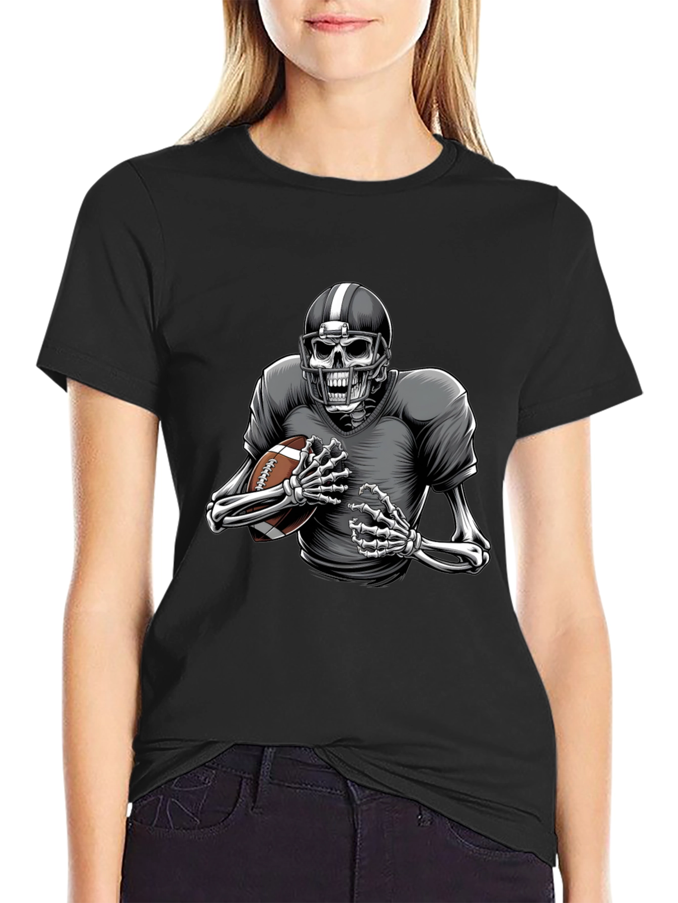 Skeleton Football Player Graphic Tee