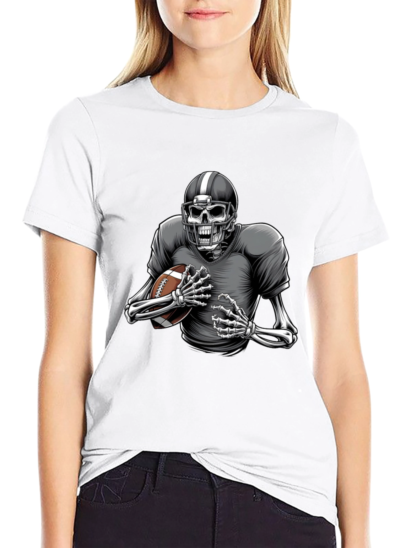 Skeleton Football Player Graphic Tee