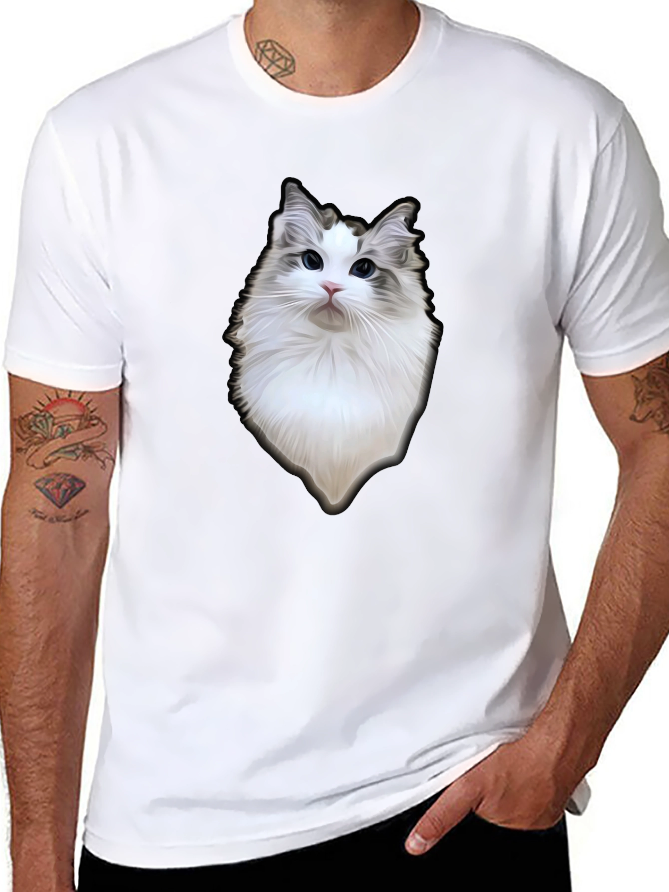 Cat Portrait Black T-Shirt