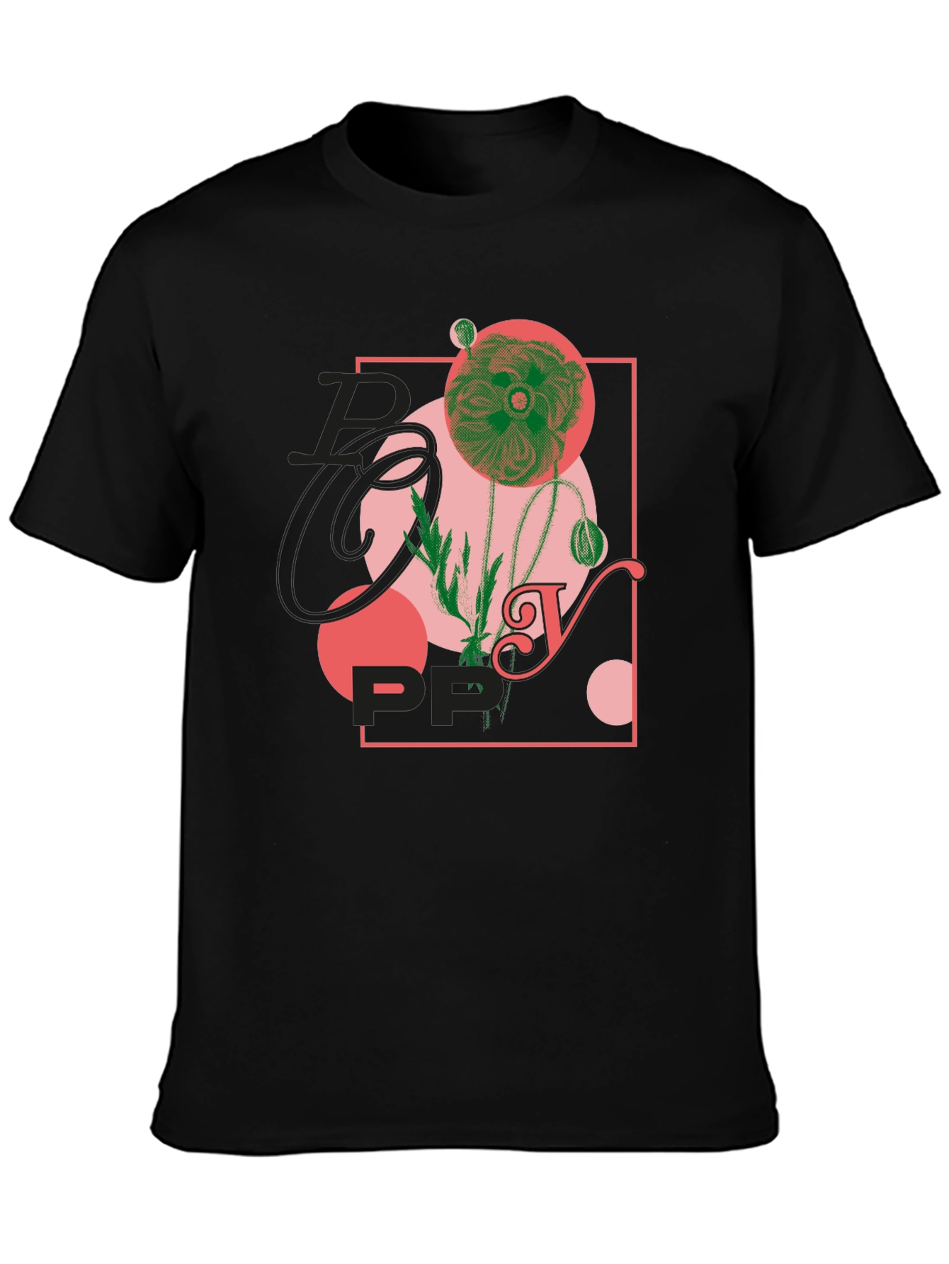 Floral Graphic Print Black T-Shirt