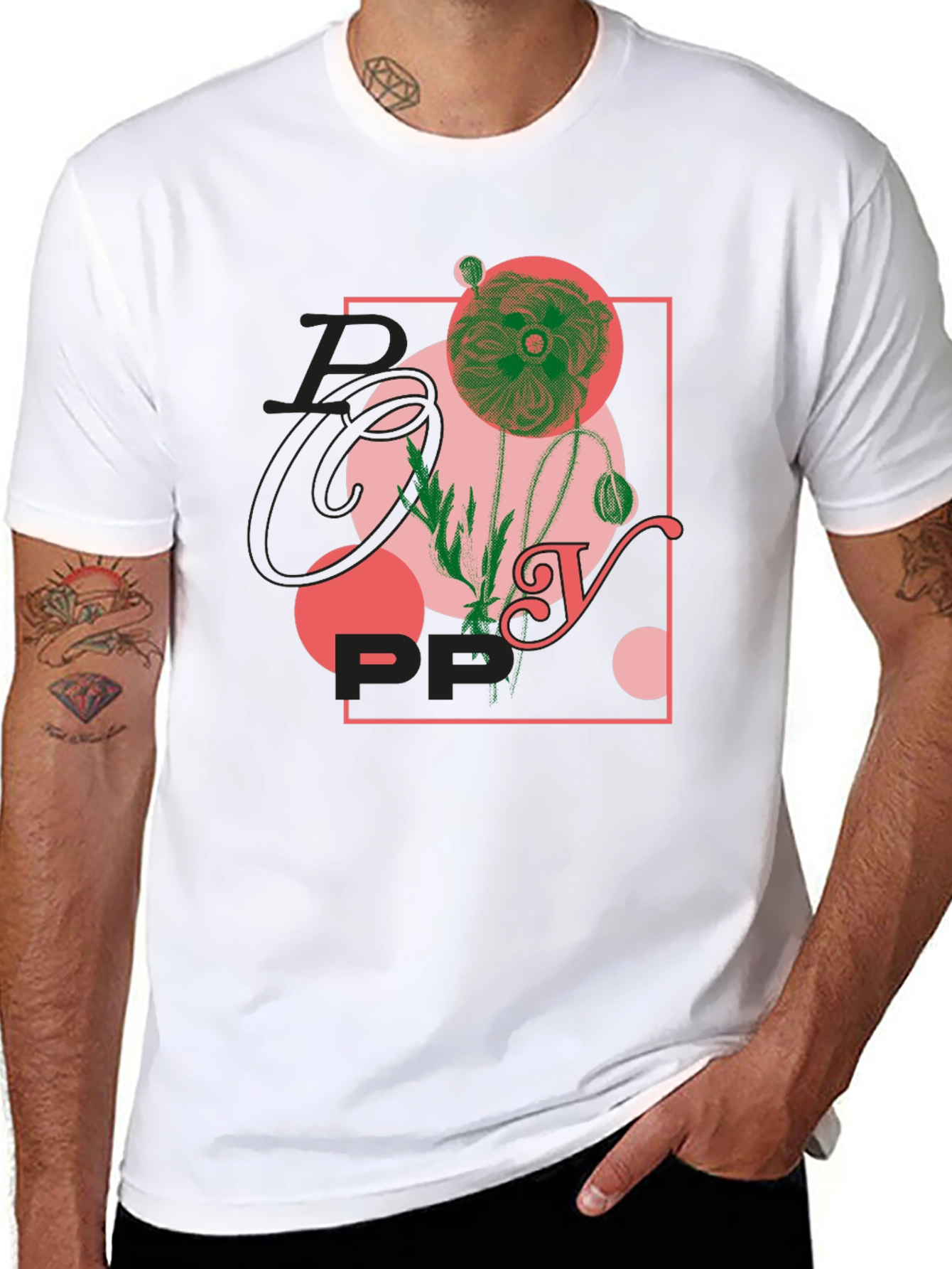 Floral Graphic Print Black T-Shirt