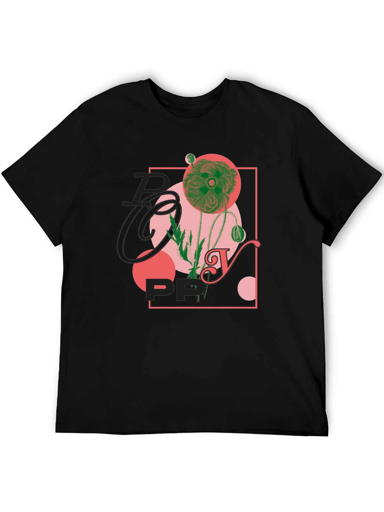 Floral Graphic Print Black T-Shirt