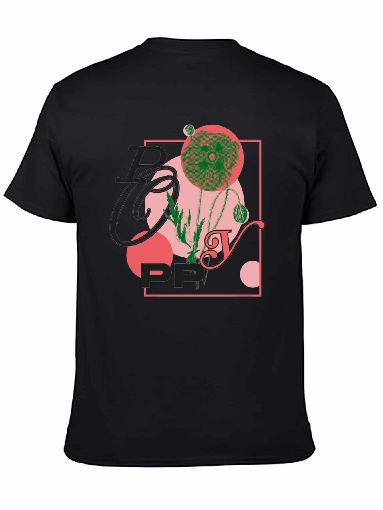 Floral Graphic Print Black T-Shirt