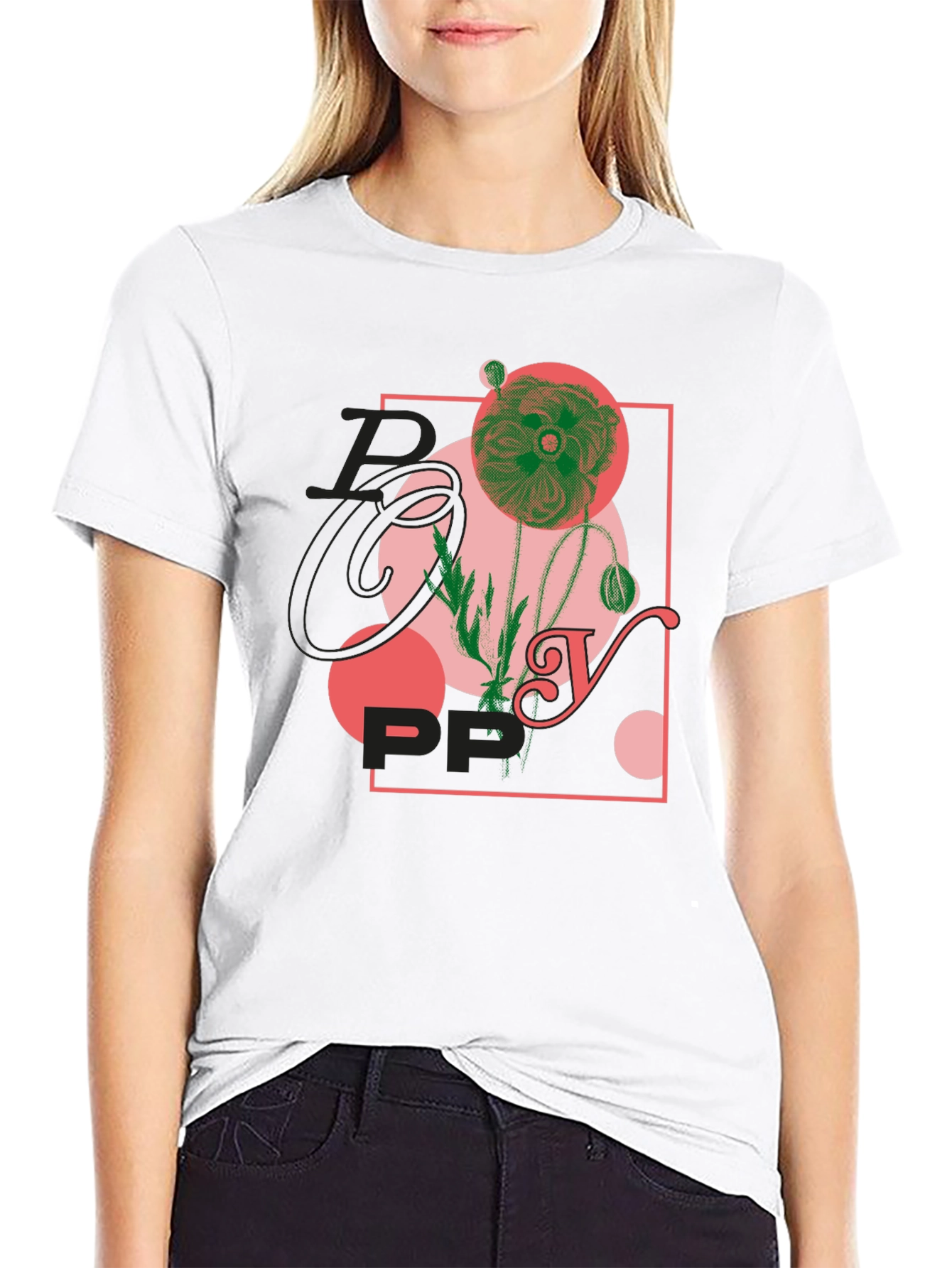 Floral Graphic Print Black T-Shirt