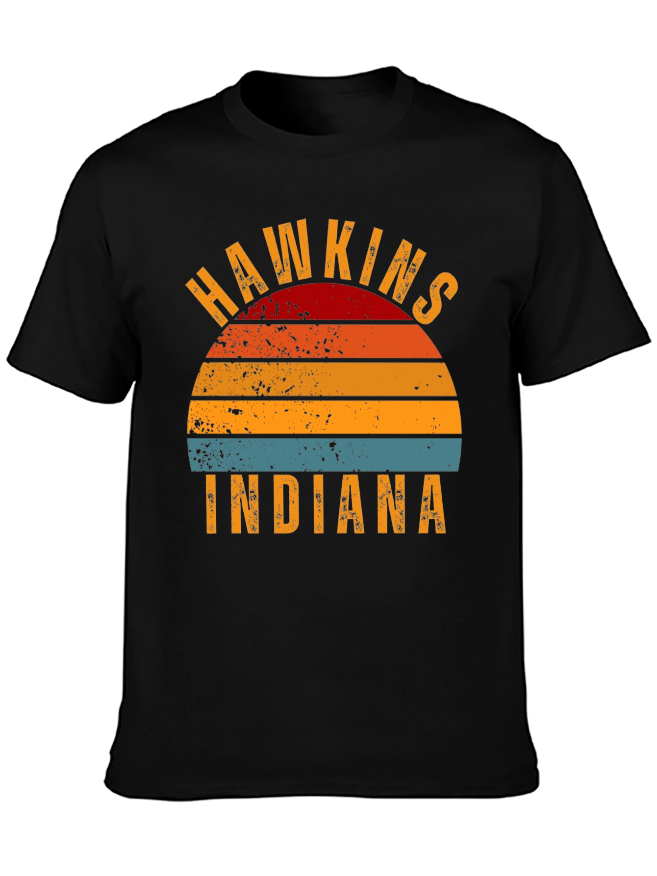 Hawkins Indiana Retro Sunset Graphic T-Shirt