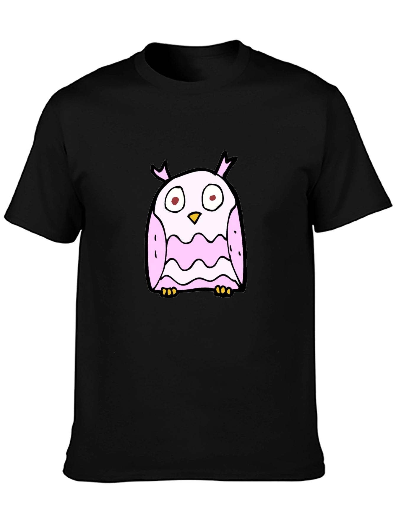 Cartoon Owl Graphic Black T-Shirt