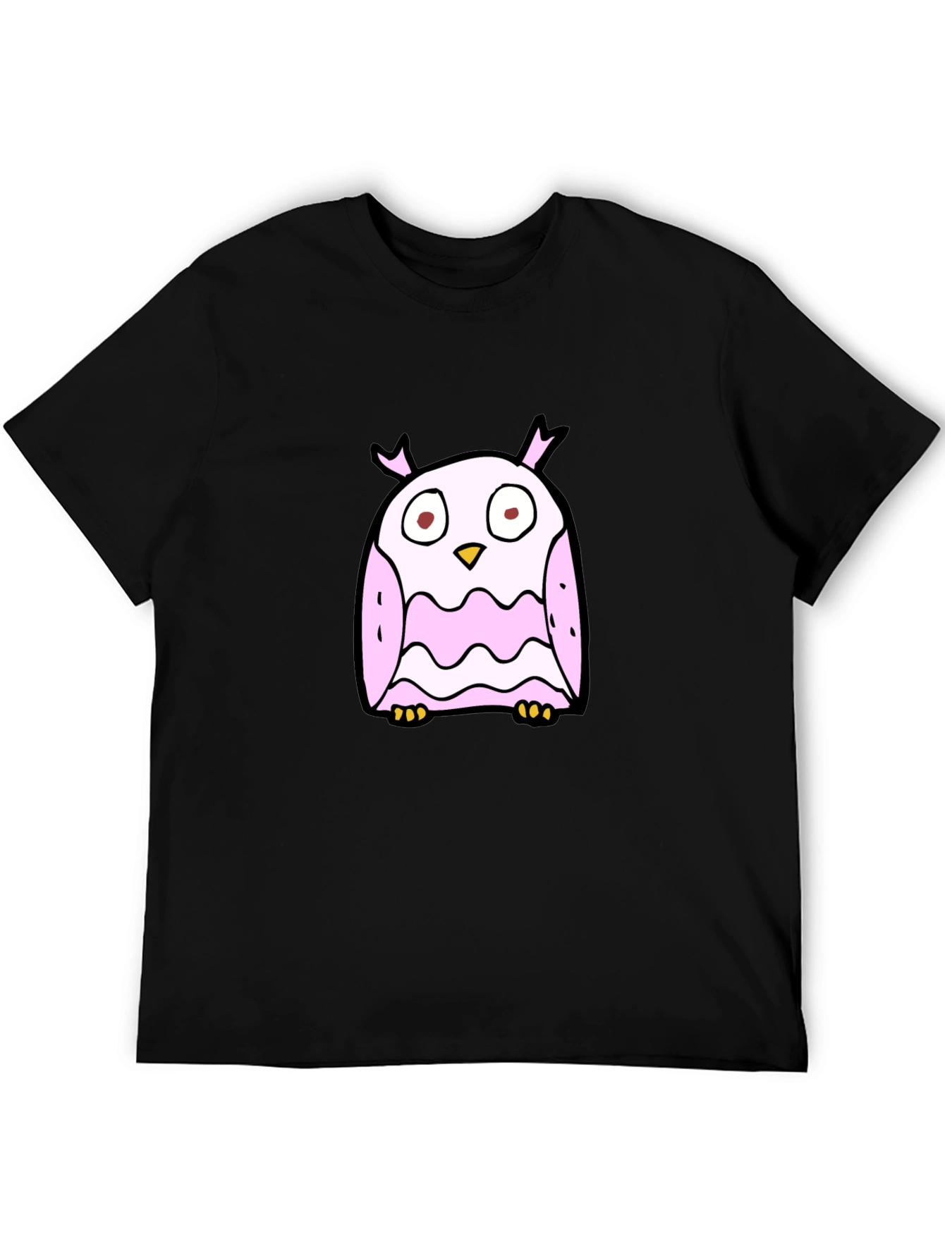 Cartoon Owl Graphic Black T-Shirt