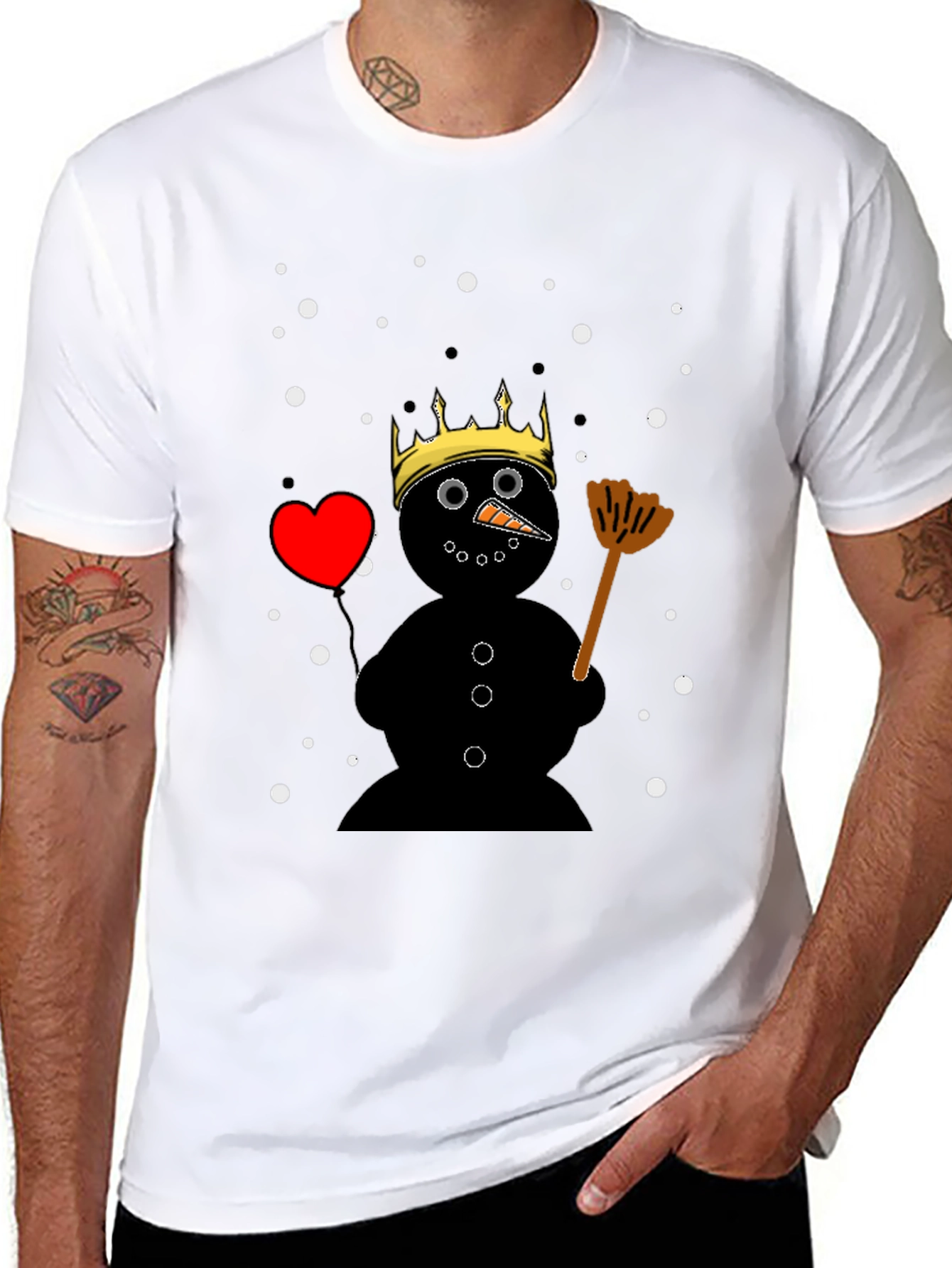 Snowman King Graphic Tee - Winter Holiday T-Shirt