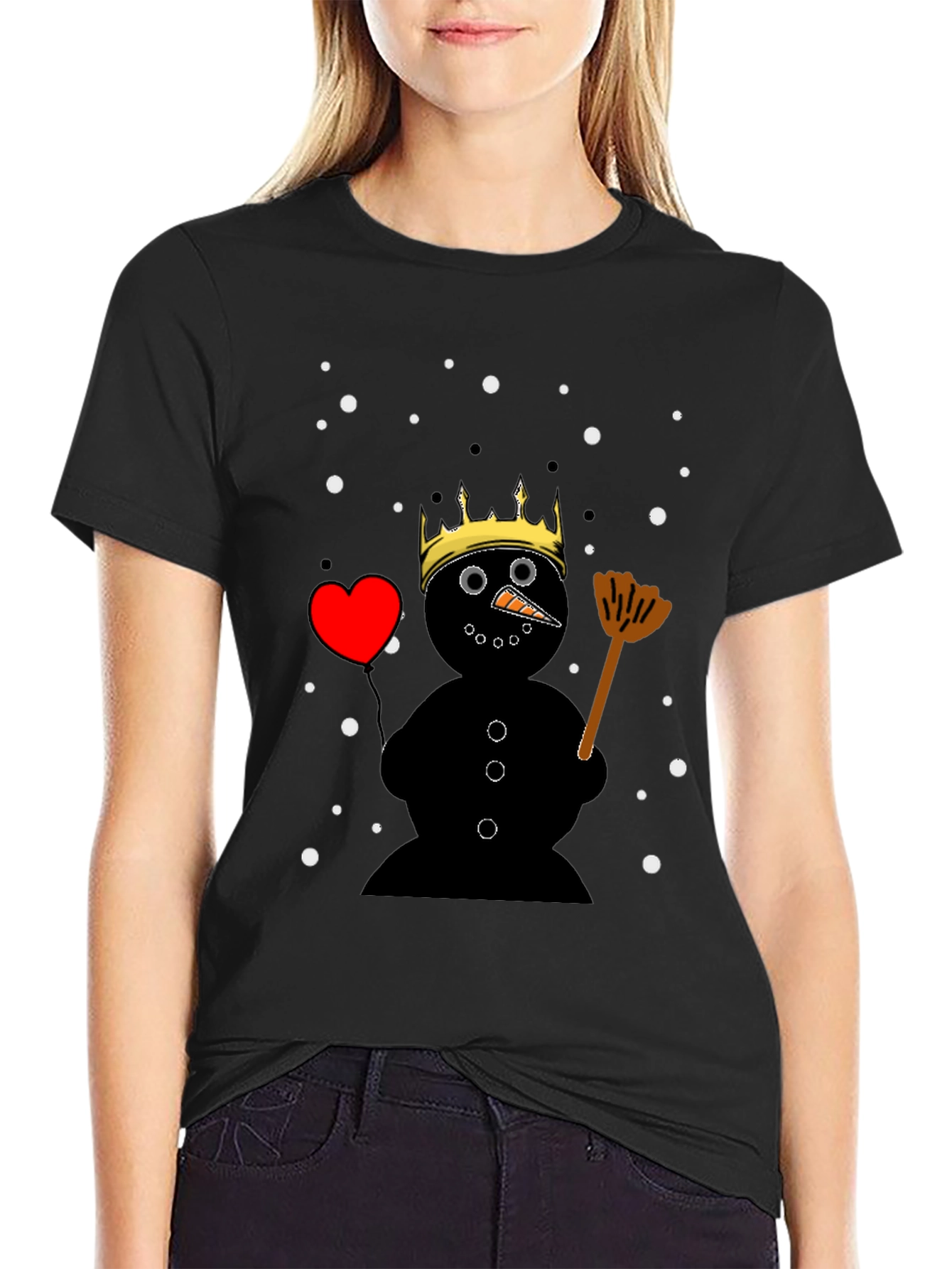 Snowman King Graphic Tee - Winter Holiday T-Shirt