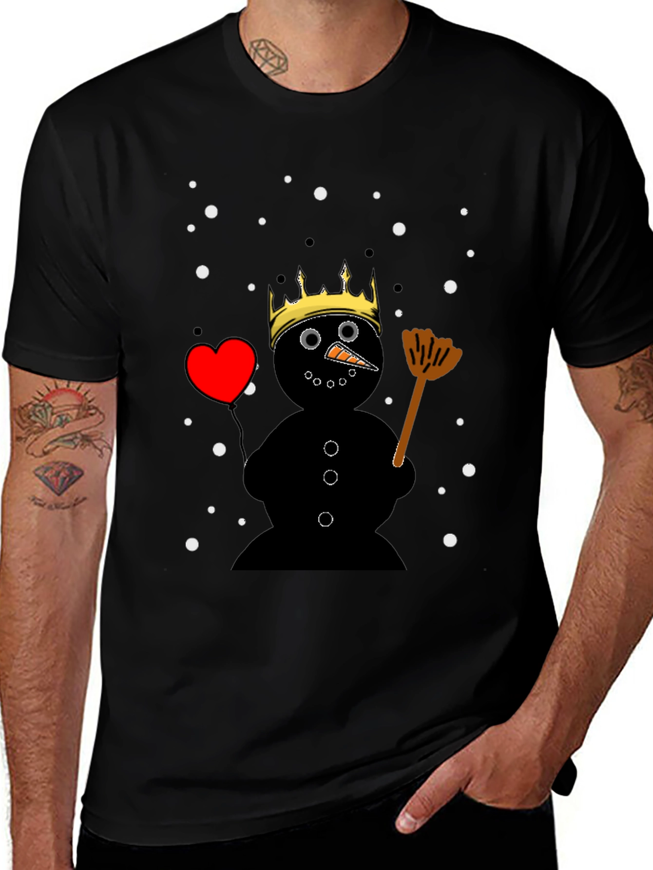 Snowman King Graphic Tee - Winter Holiday T-Shirt