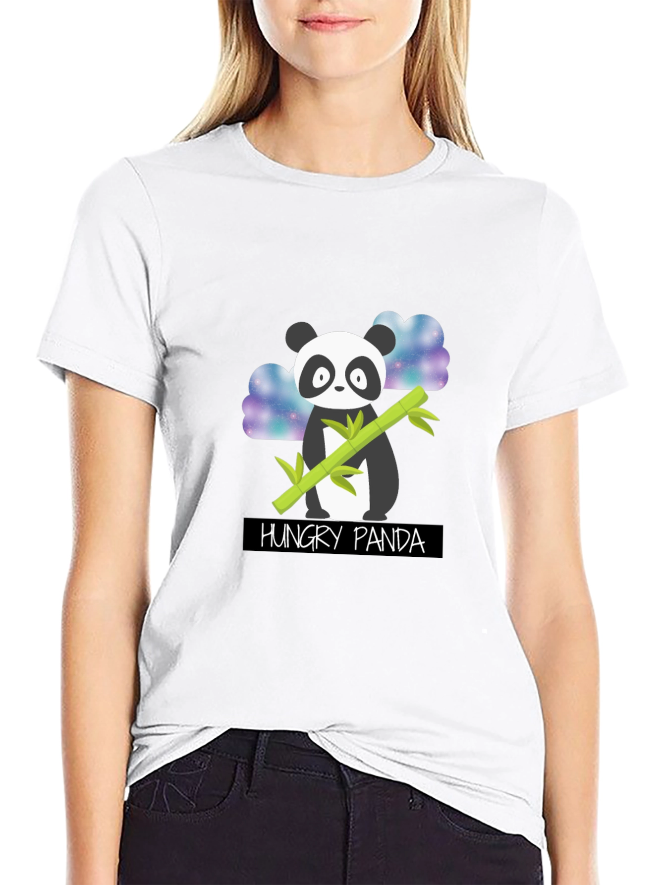 Hungry Panda Graphic T-Shirt - Black Cotton Tee