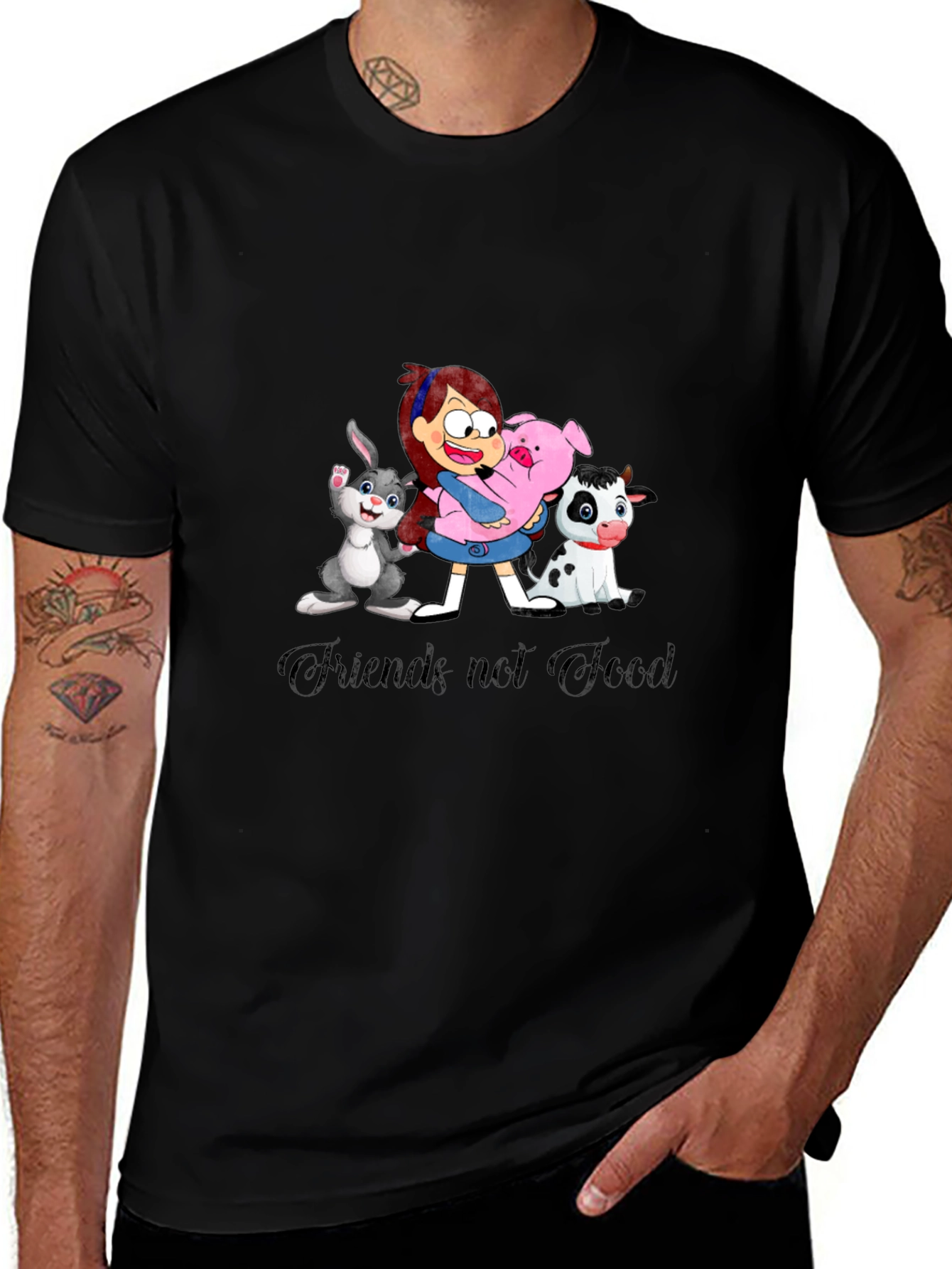 Friends Not Food Black Graphic T-Shirt