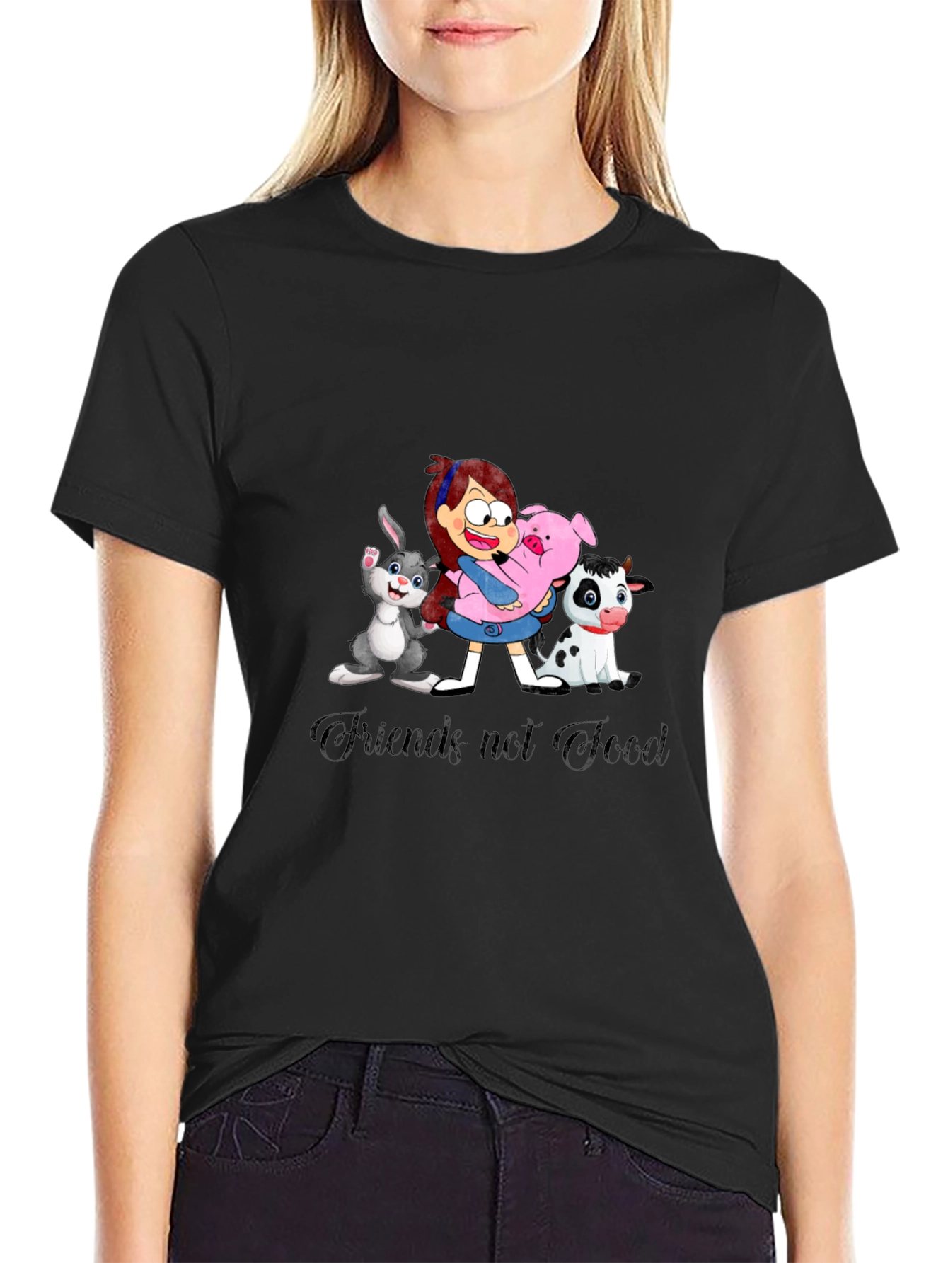Friends Not Food Black Graphic T-Shirt