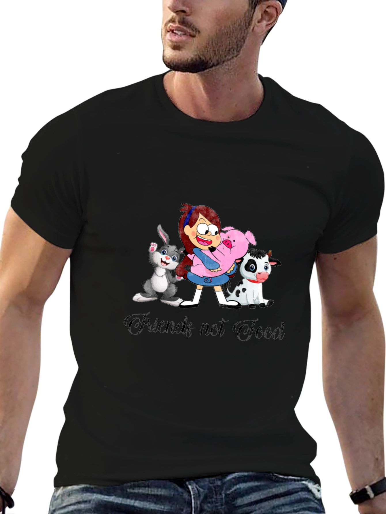 Friends Not Food Black Graphic T-Shirt