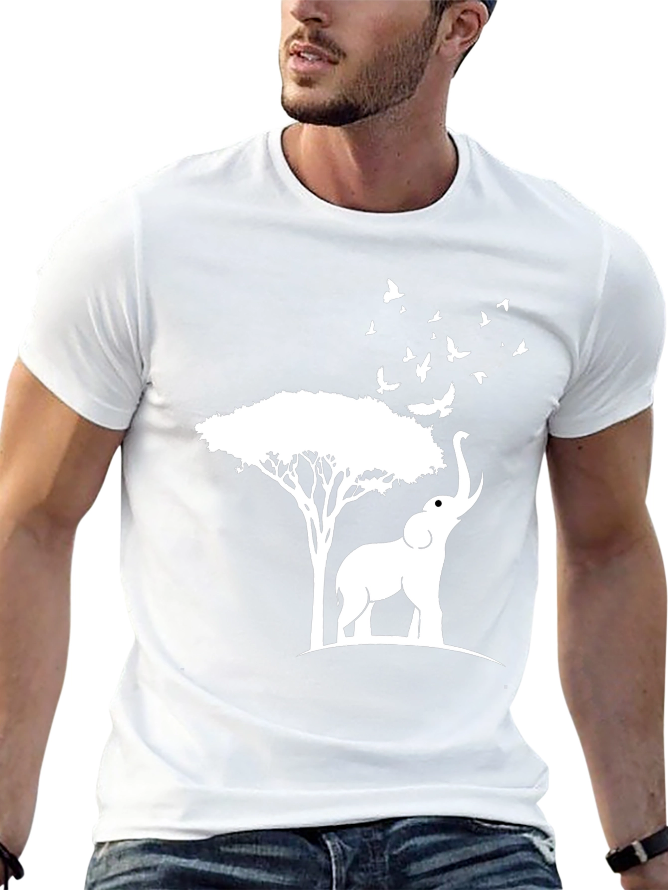 Elephant and Tree Graphic Tee - Nature Inspired Design