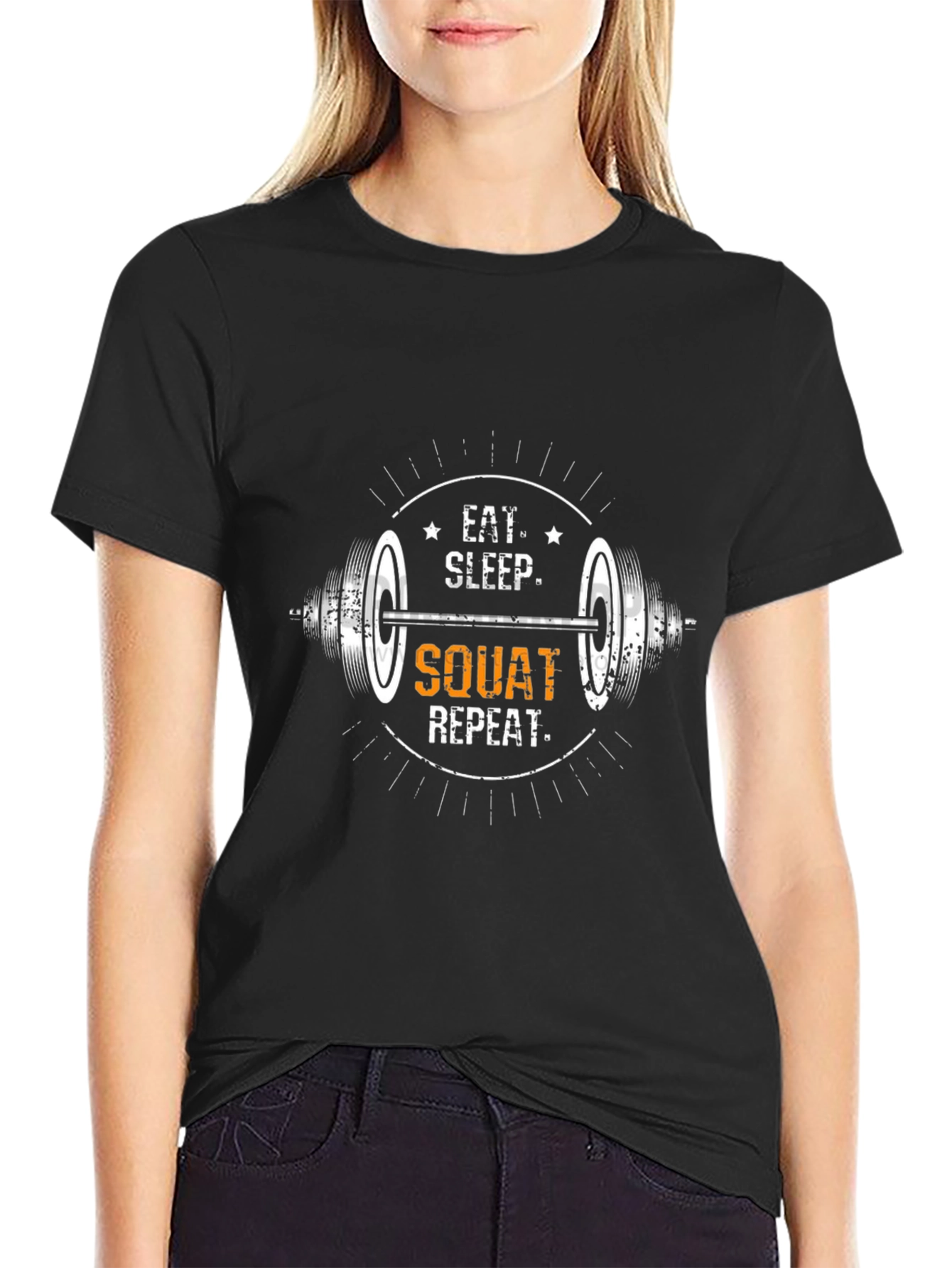 Eat Sleep Squat Repeat Black T-Shirt