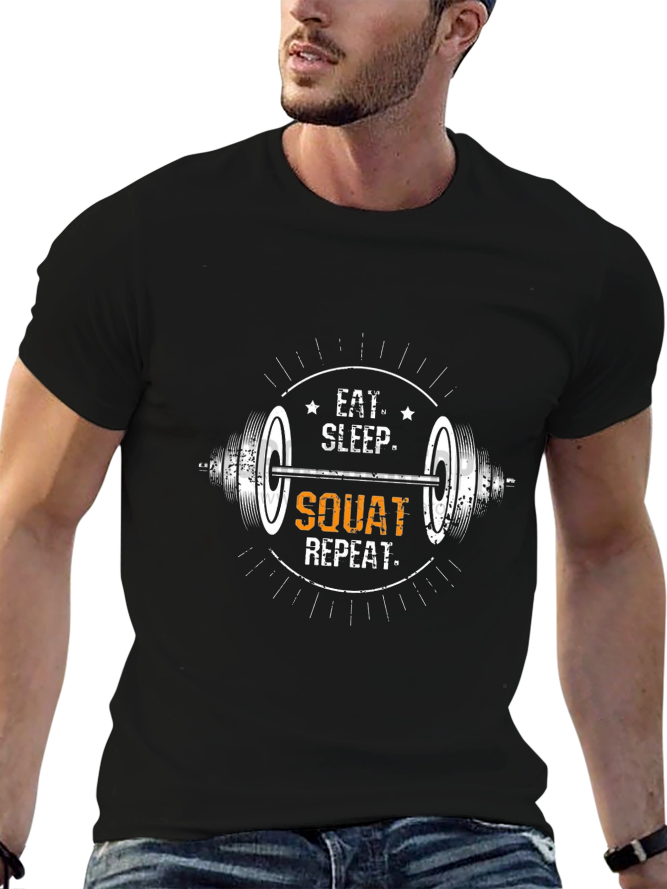 Eat Sleep Squat Repeat Black T-Shirt