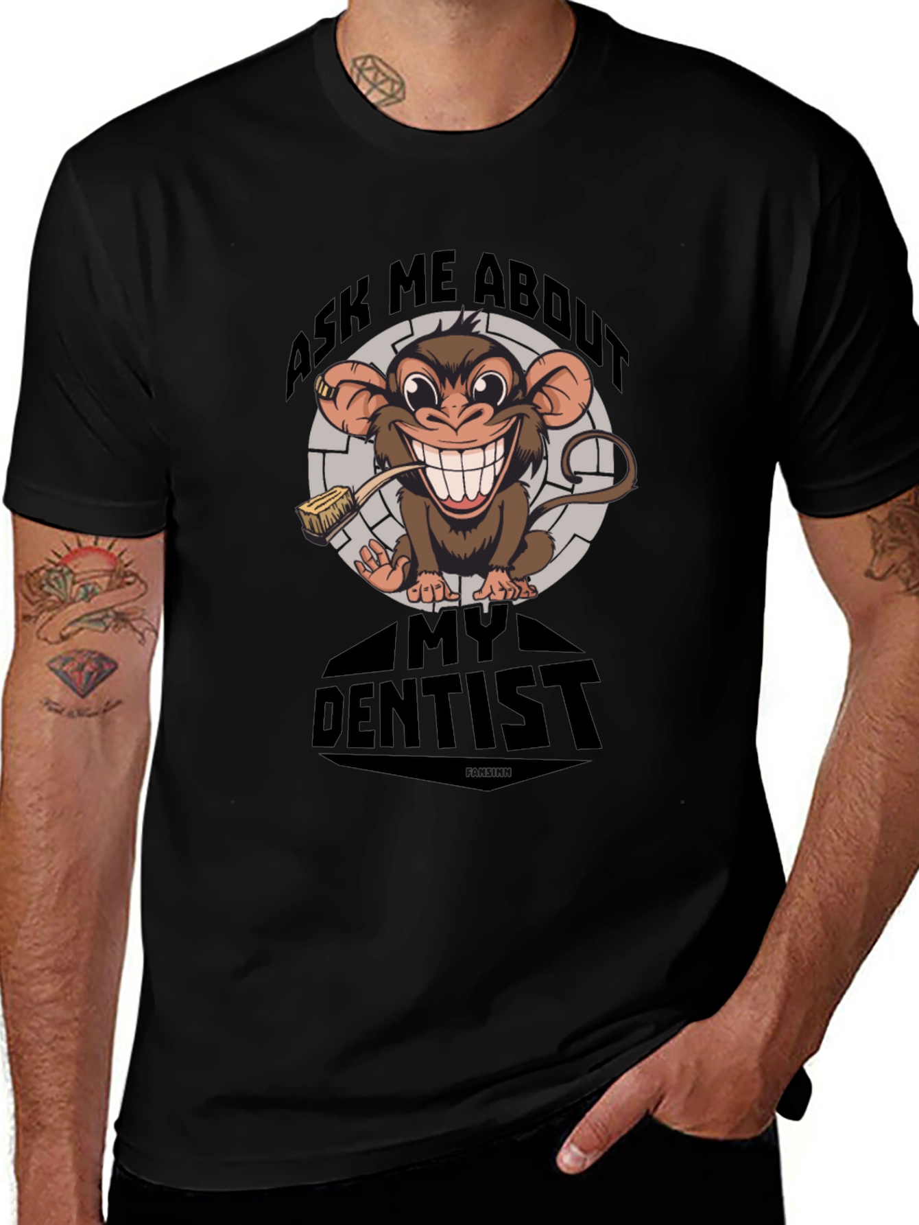 Ask Me About My Dentist T-Shirt Funny Monkey Tee