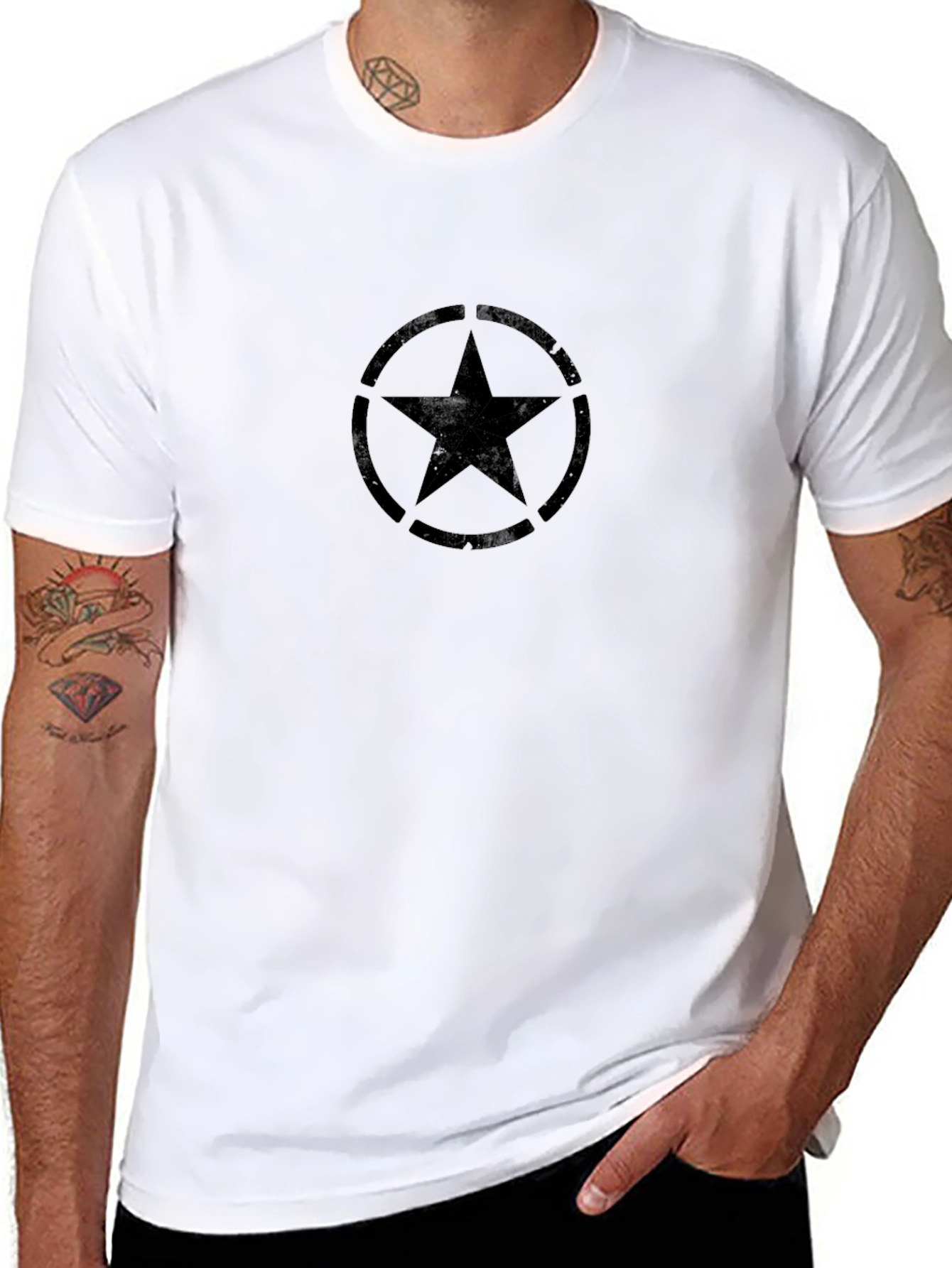 Black Star Graphic Crew Neck T-Shirt
