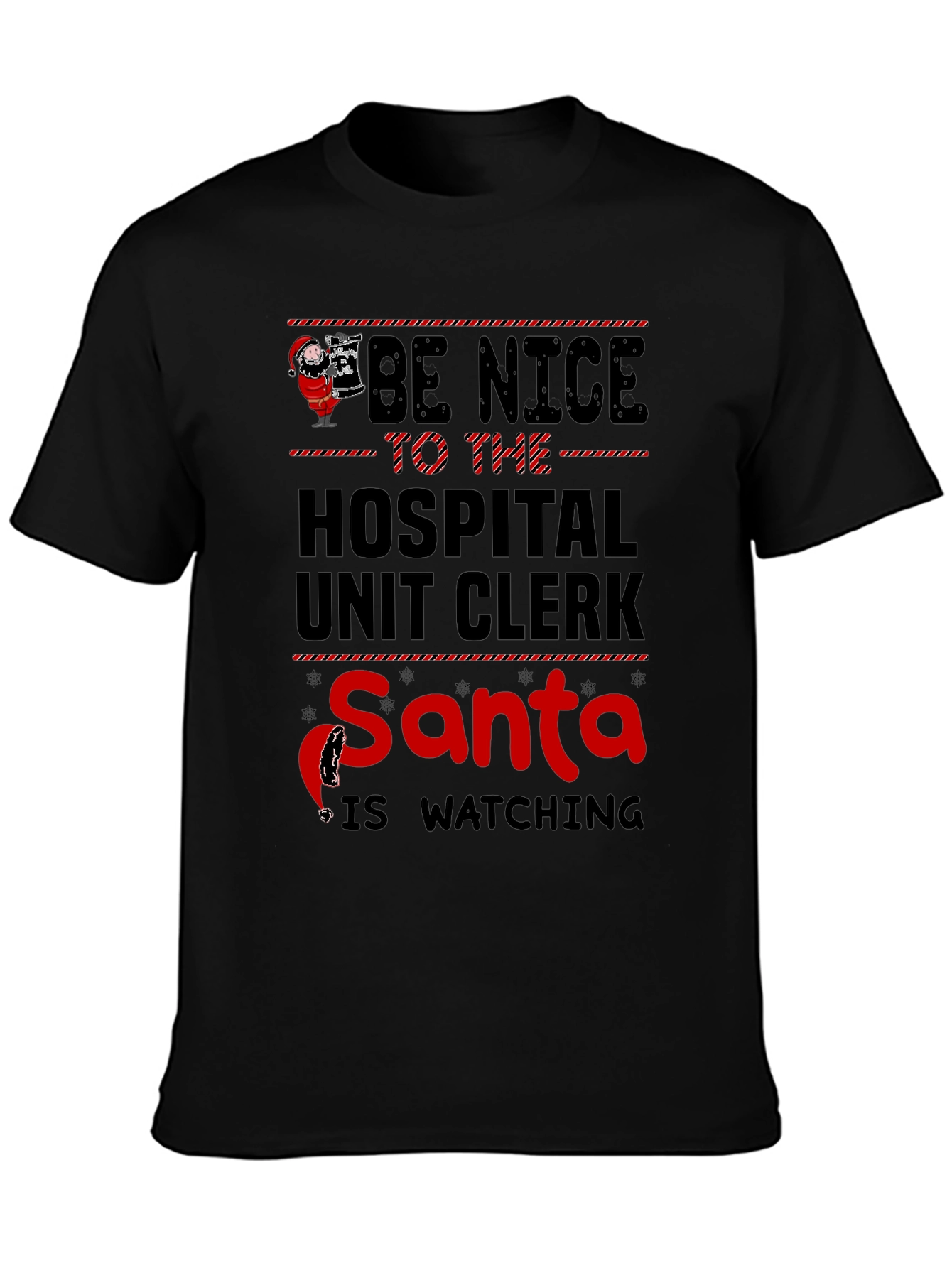 Hospital Unit Clerk Santa Watching T-Shirt